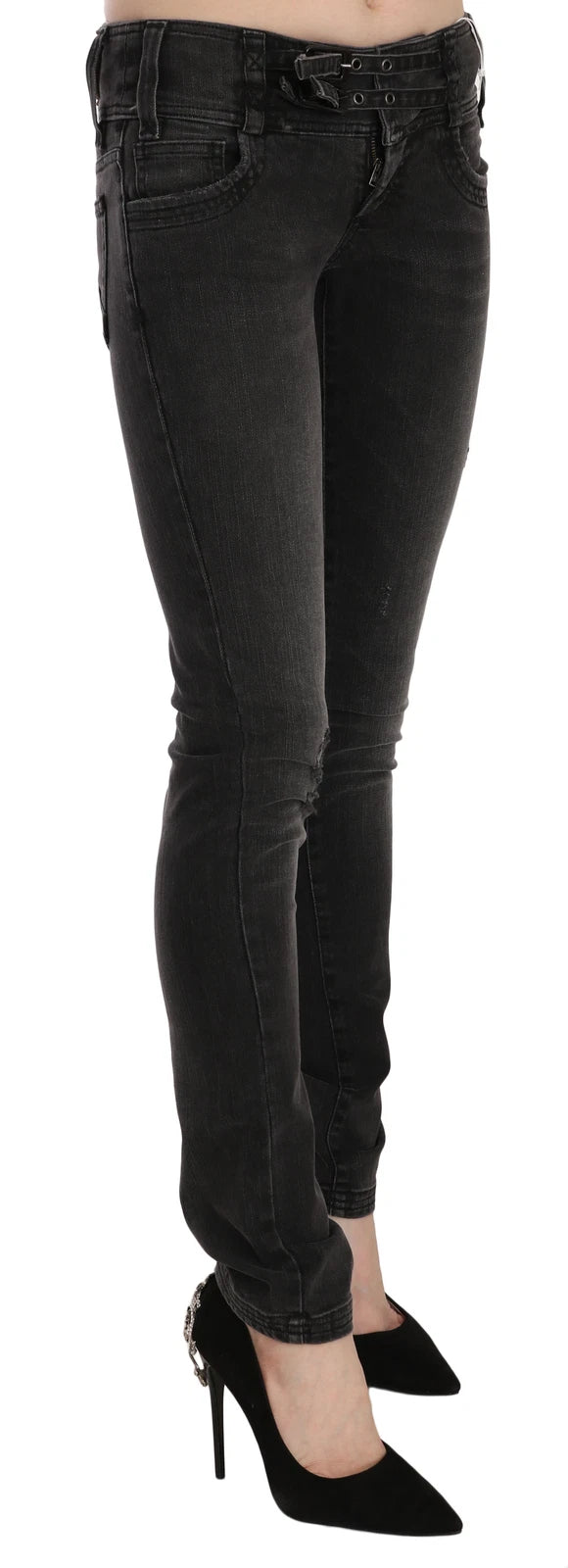 Jean Slim Taille Basse Délavé John Galliano
