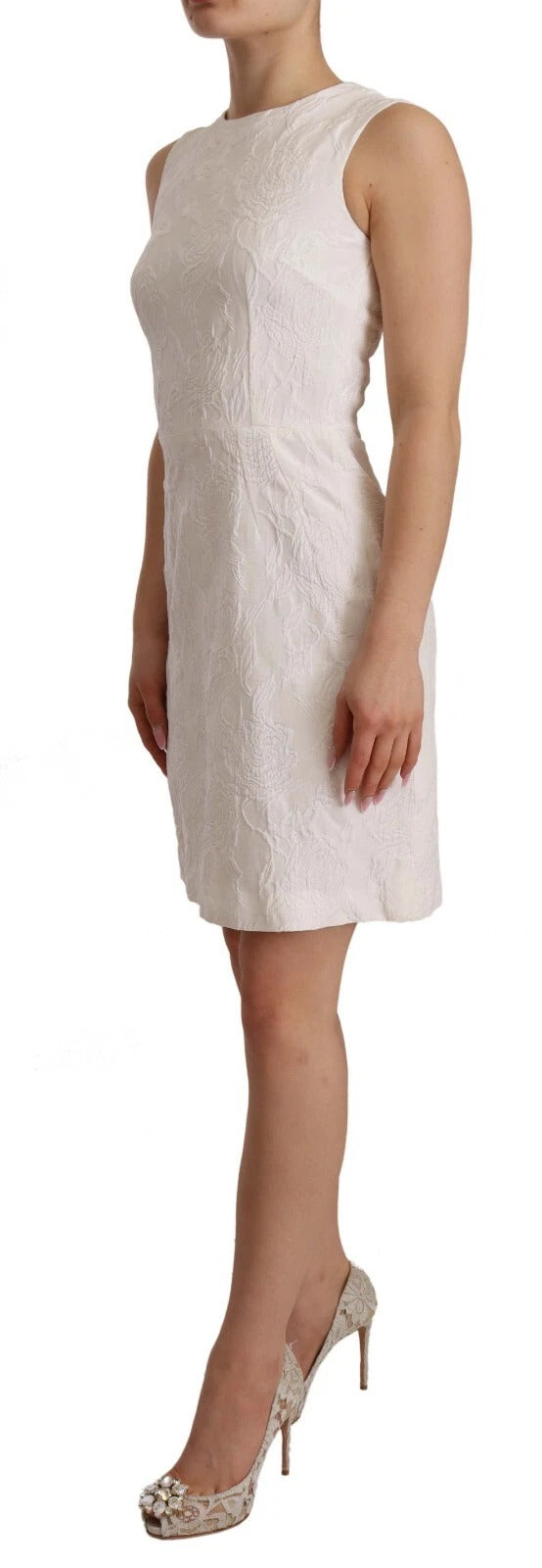 Mini-robe fourreau sans manches blanche à imprimé floral Dolce & Gabbana
