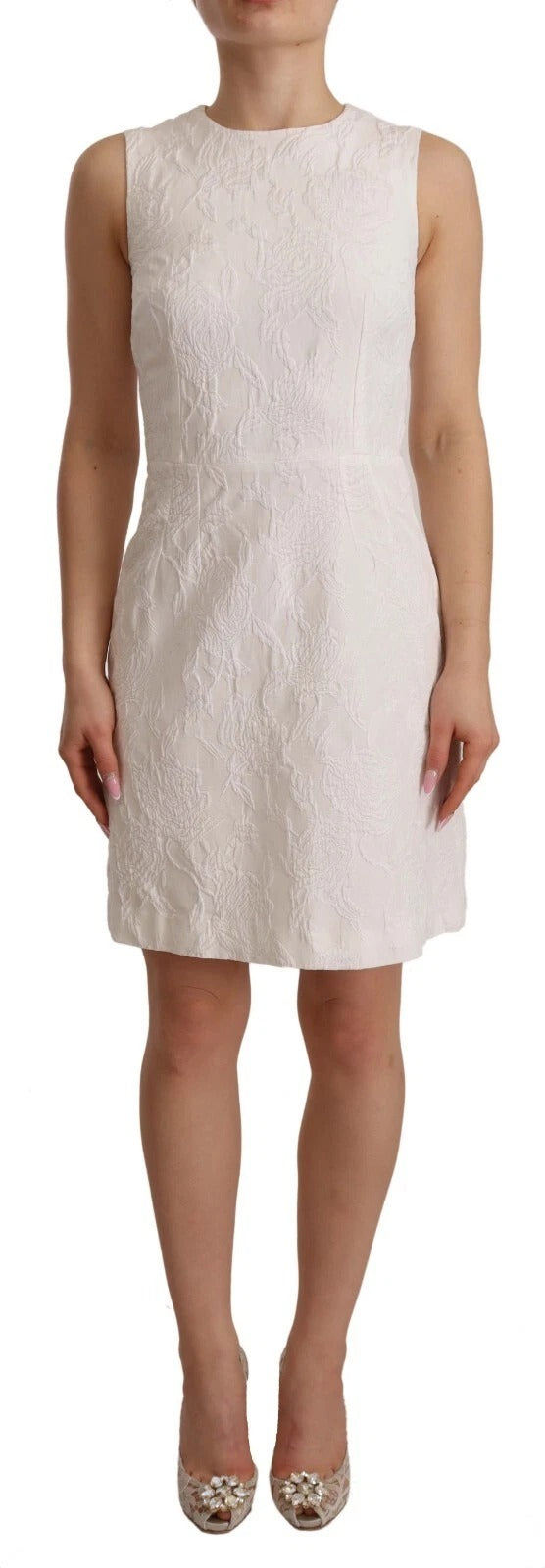 Mini-robe fourreau sans manches blanche à imprimé floral Dolce & Gabbana