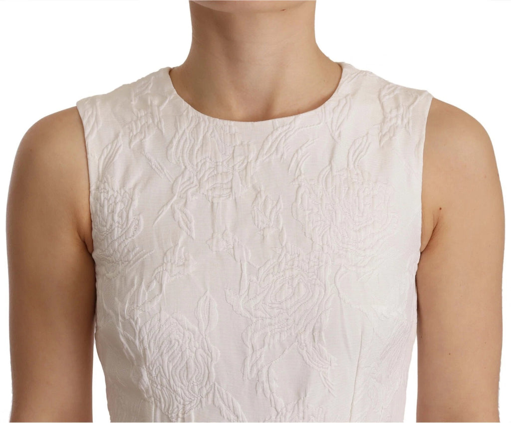 Mini-robe fourreau sans manches blanche à imprimé floral Dolce & Gabbana