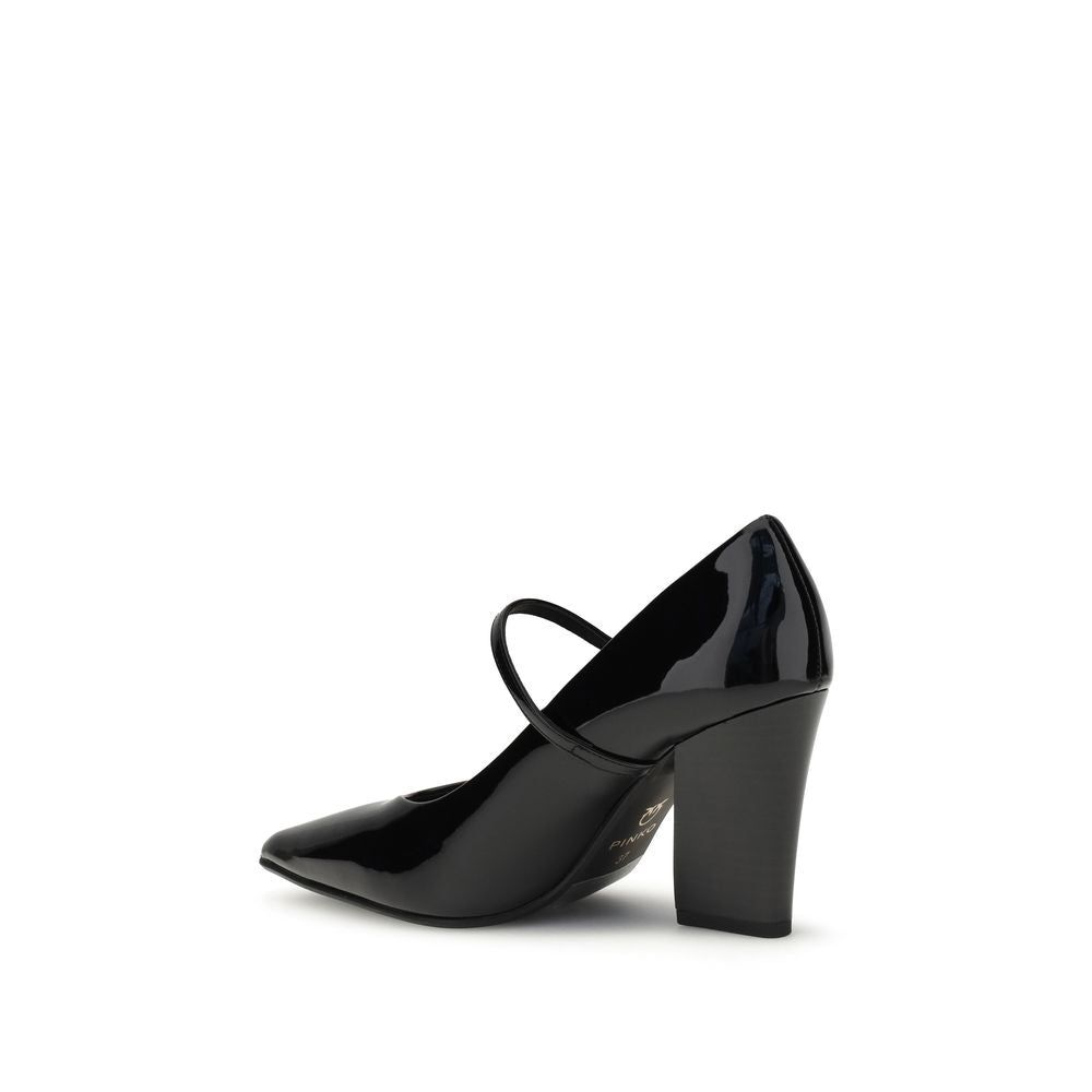 PINKO Black Calf Leather Bos Taurus High Heel Pumps