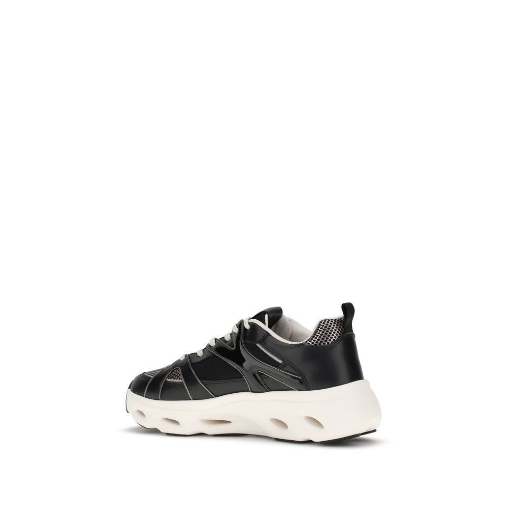 PINKO Black Calf Leather Bos Taurus Chunky Sneakers