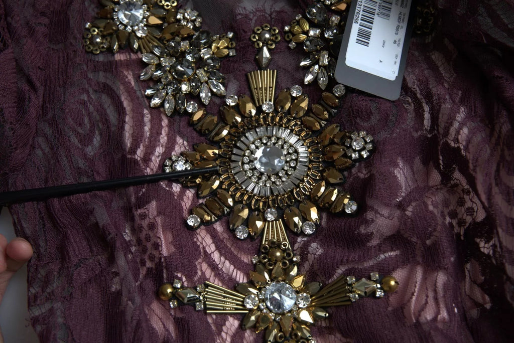 Robe trapèze Dolce & Gabbana en viscose violette ornée de cristaux