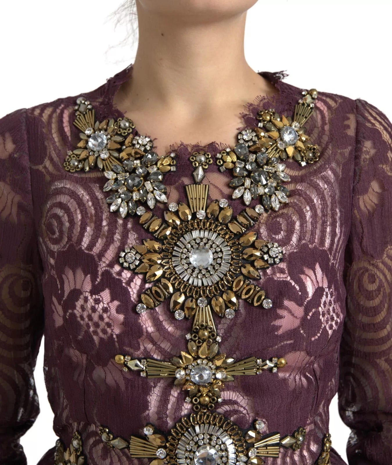 Robe trapèze Dolce & Gabbana en viscose violette ornée de cristaux