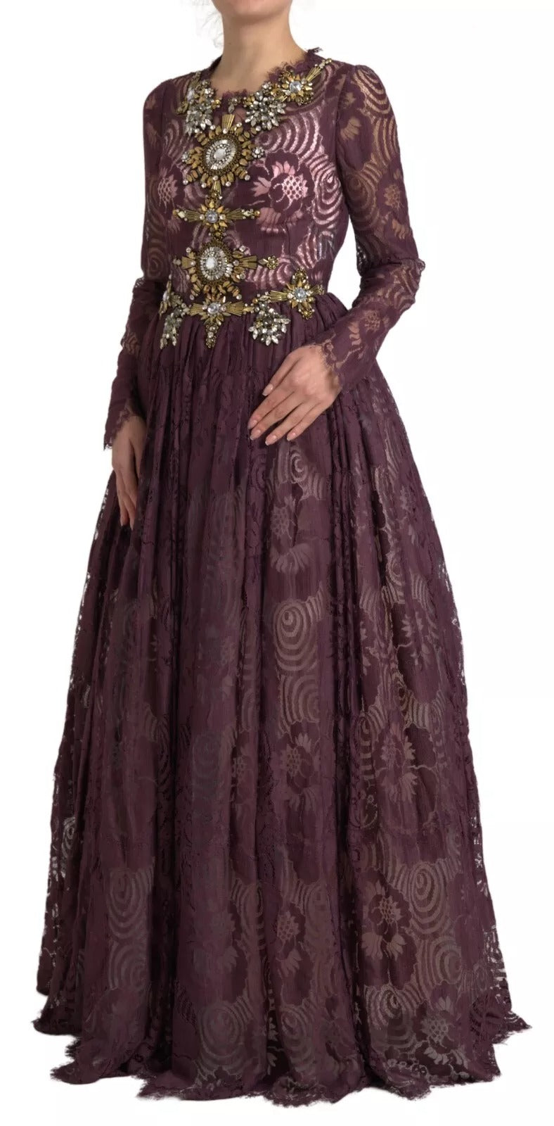 Robe trapèze Dolce & Gabbana en viscose violette ornée de cristaux
