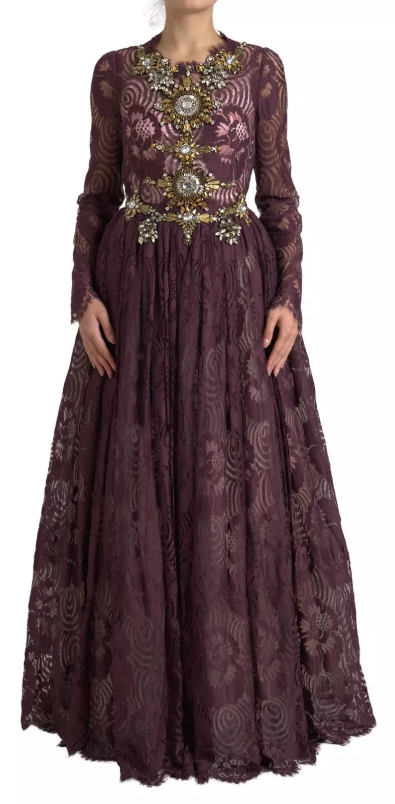 Robe trapèze Dolce & Gabbana en viscose violette ornée de cristaux