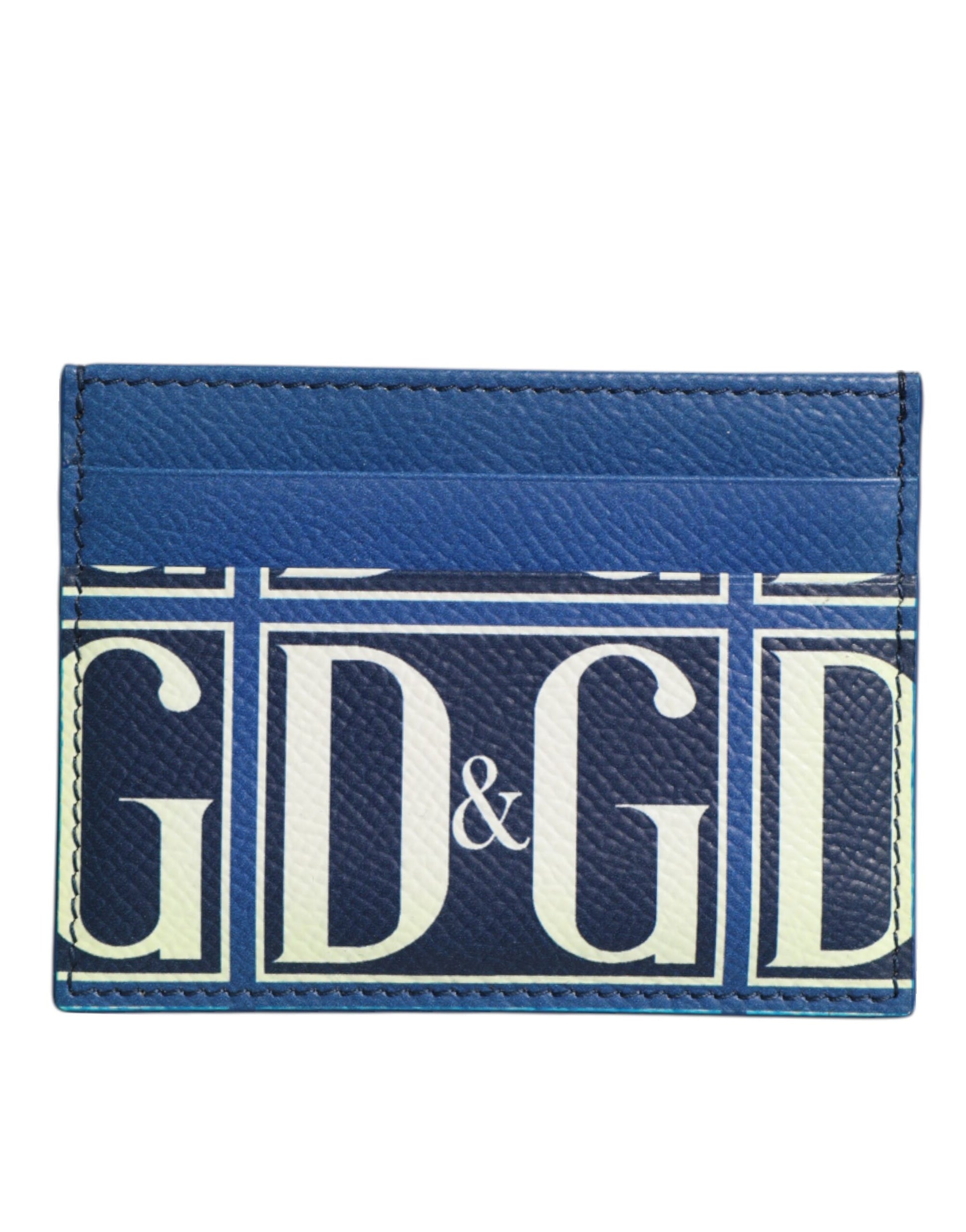 Porte-cartes portefeuille Dolce & Gabbana en cuir de veau bleu avec logo monogramme DG
