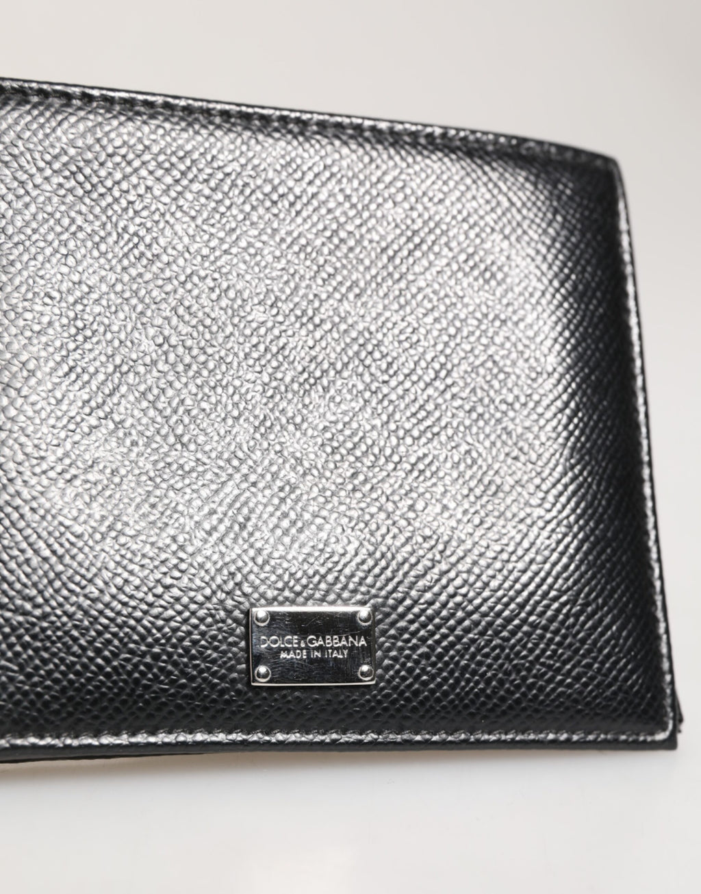 Dolce & Gabbana Black Leather Plaque Logo Bifold Men Card Holder Wallet