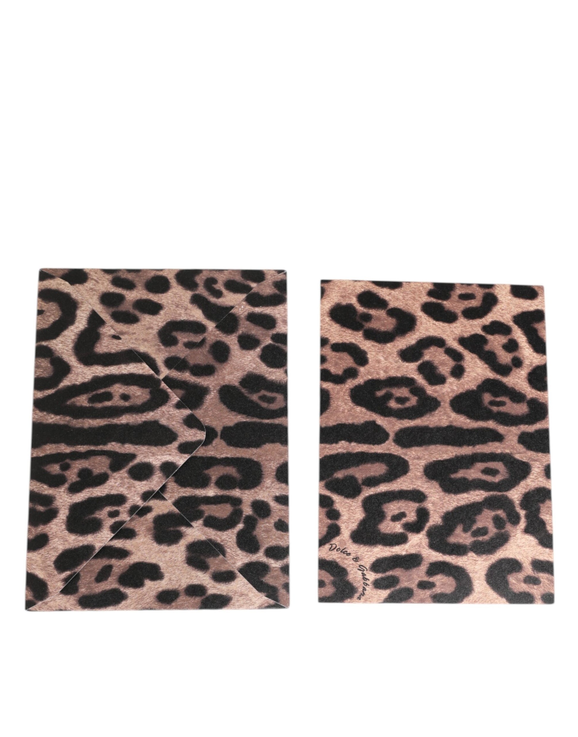 Porte-cartes en papier enveloppe à imprimé léopard multicolore Dolce & Gabbana