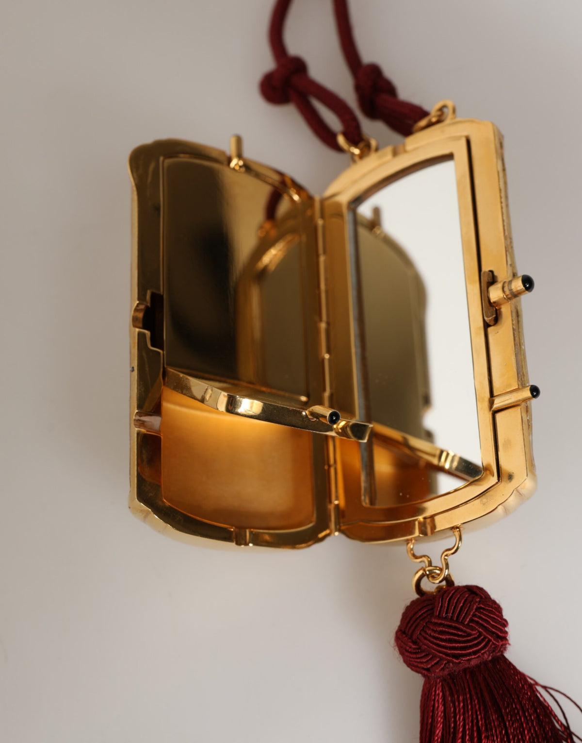 Dolce & Gabbana White Resin Gold Metal Crossbody Mini Purse Tassel Bag