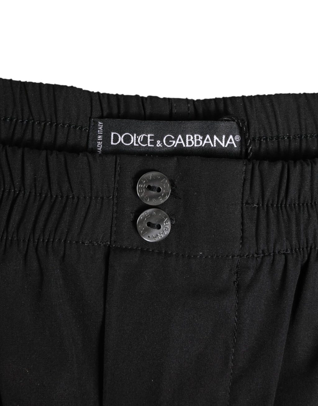 Maillot de bain Dolce & Gabbana en coton noir avec ceinture élastique et boutons