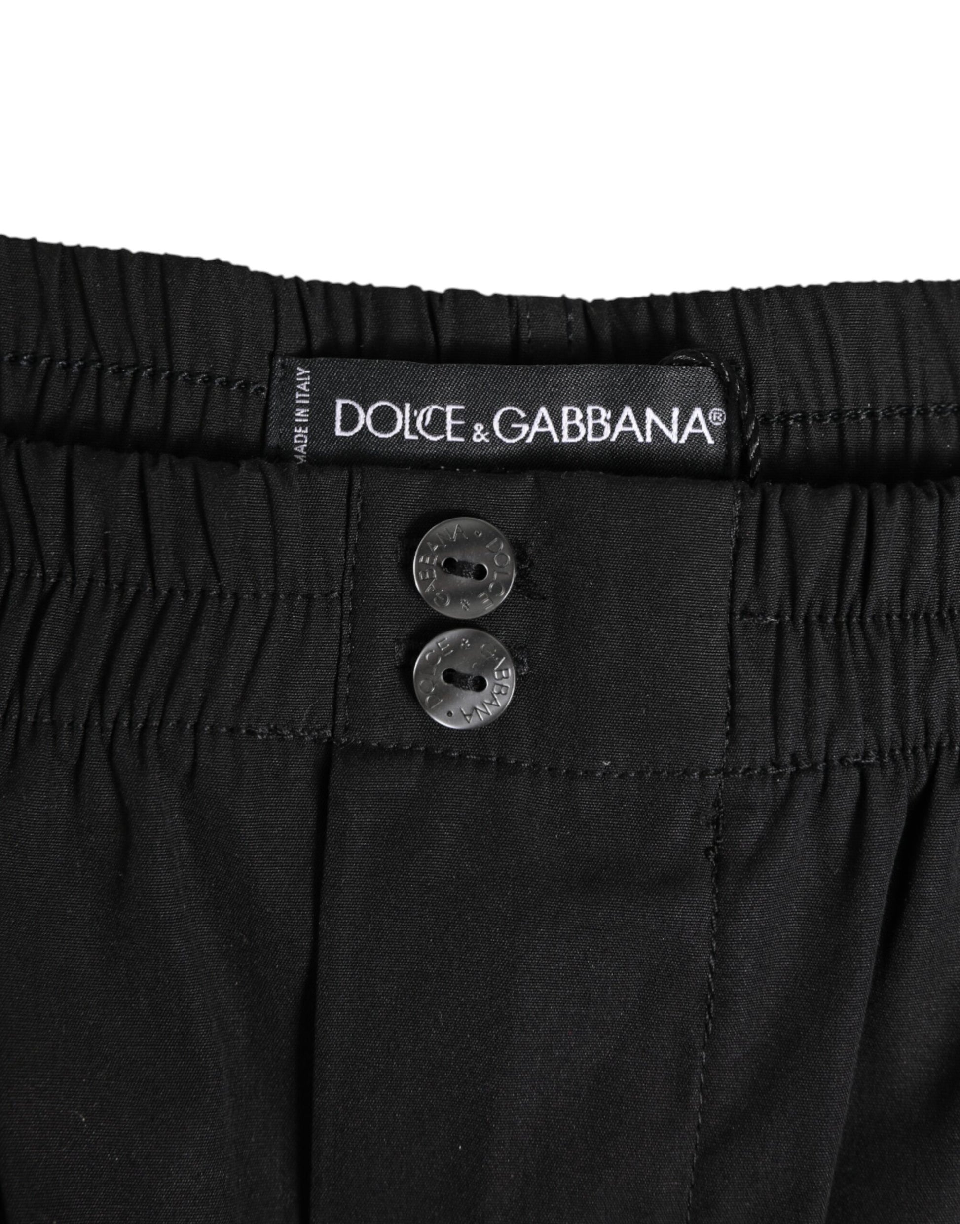Maillot de bain Dolce & Gabbana en coton noir avec ceinture élastique et boutons