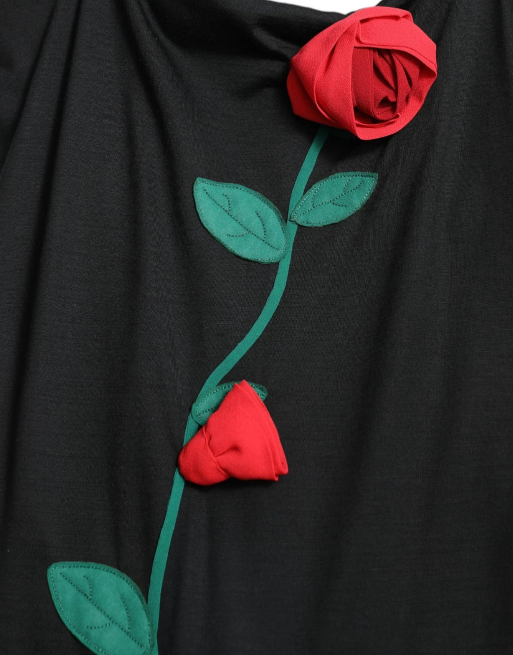 Robe sans manches en laine noire Dolce & Gabbana avec application rose
