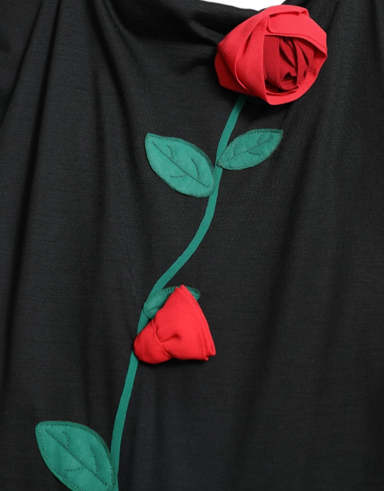 Robe sans manches en laine noire Dolce & Gabbana avec application rose