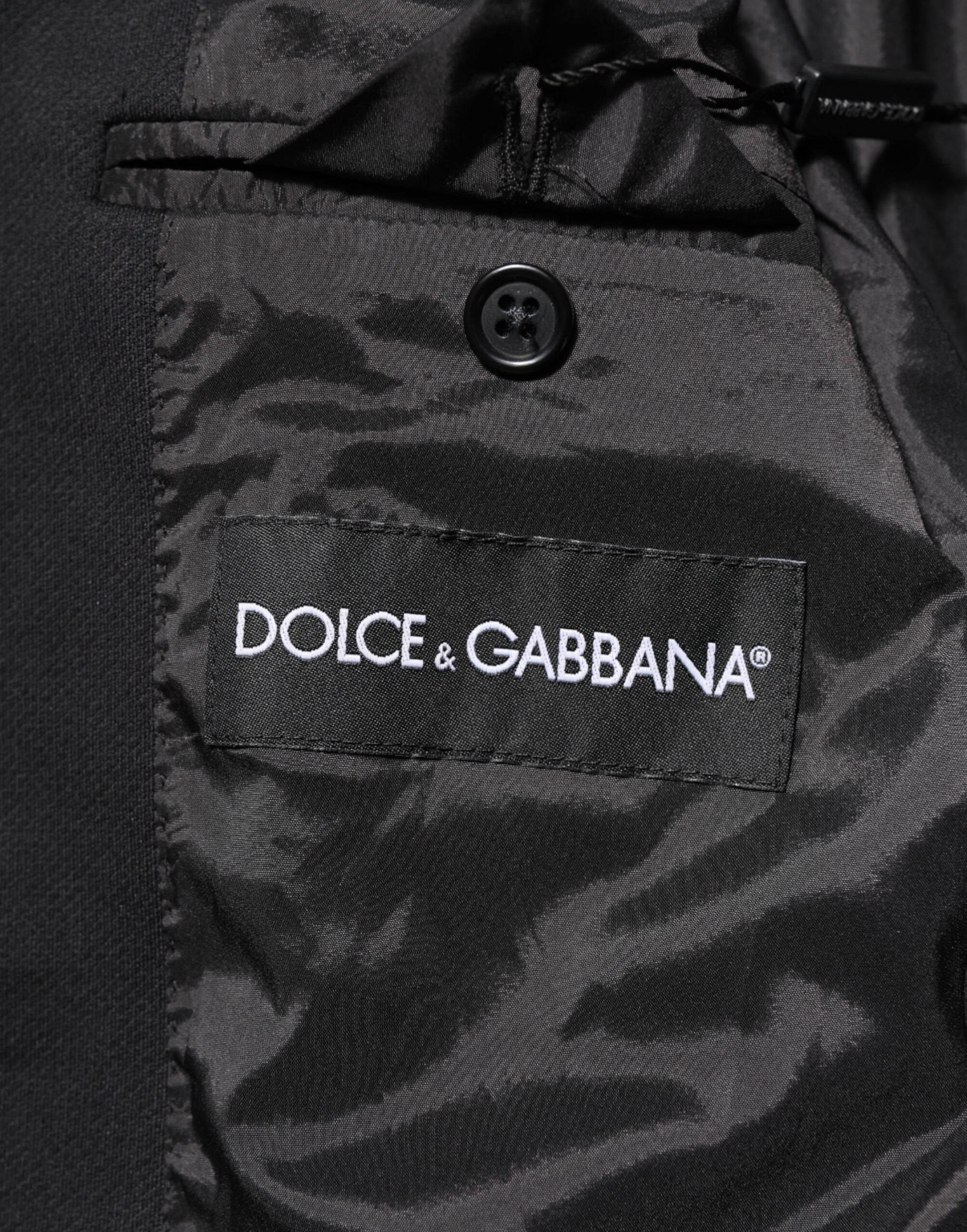 Dolce & Gabbana Dark Blue Cotton Men Jacket Coat Blazer Suit
