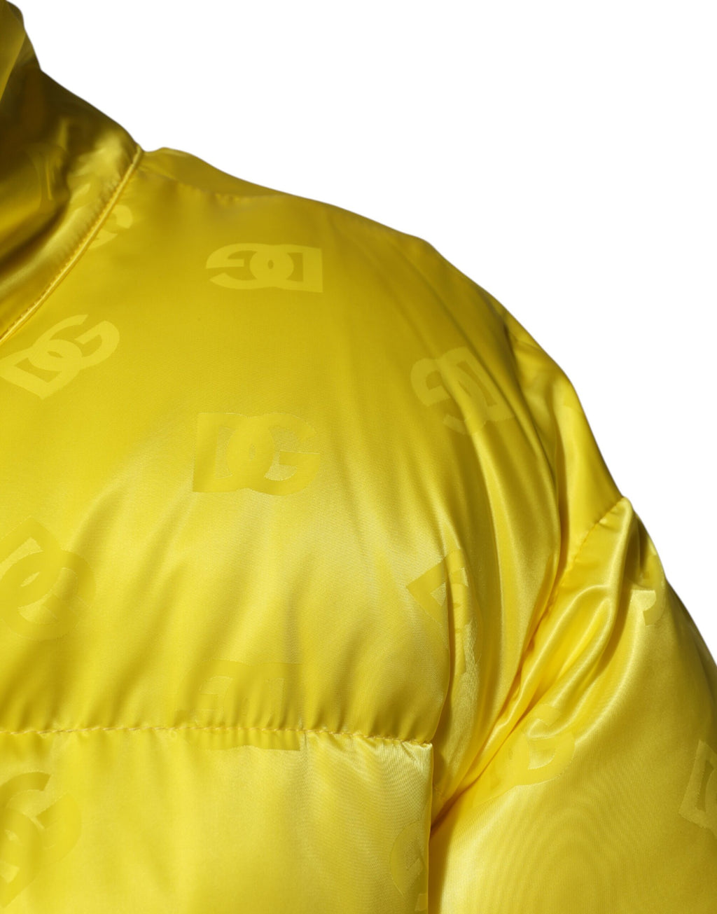 Blouson bomber matelassé Dolce & Gabbana en nylon jaune avec logo pour homme