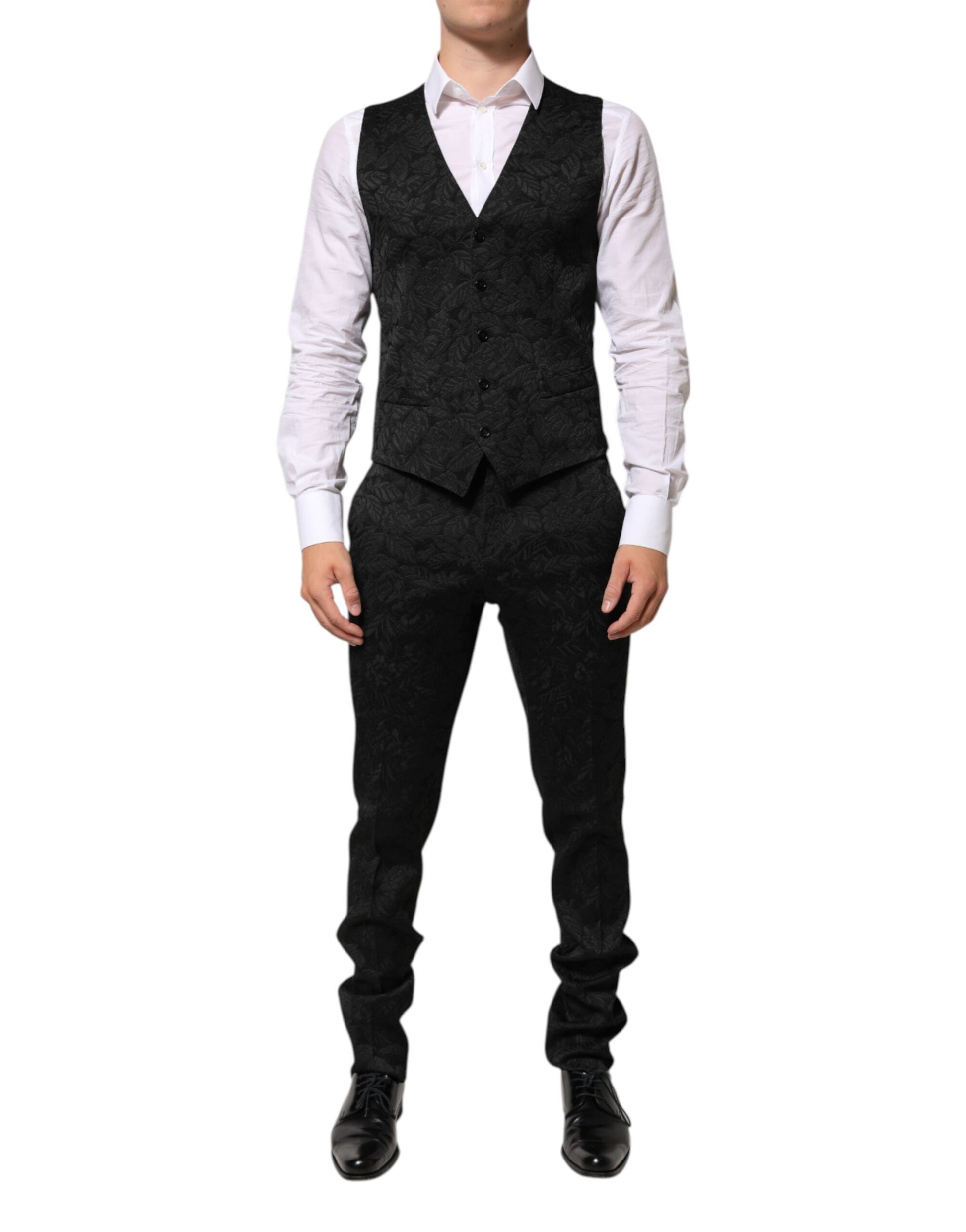Costume 3 pièces MARTINI en brocart jacquard noir Dolce & Gabbana