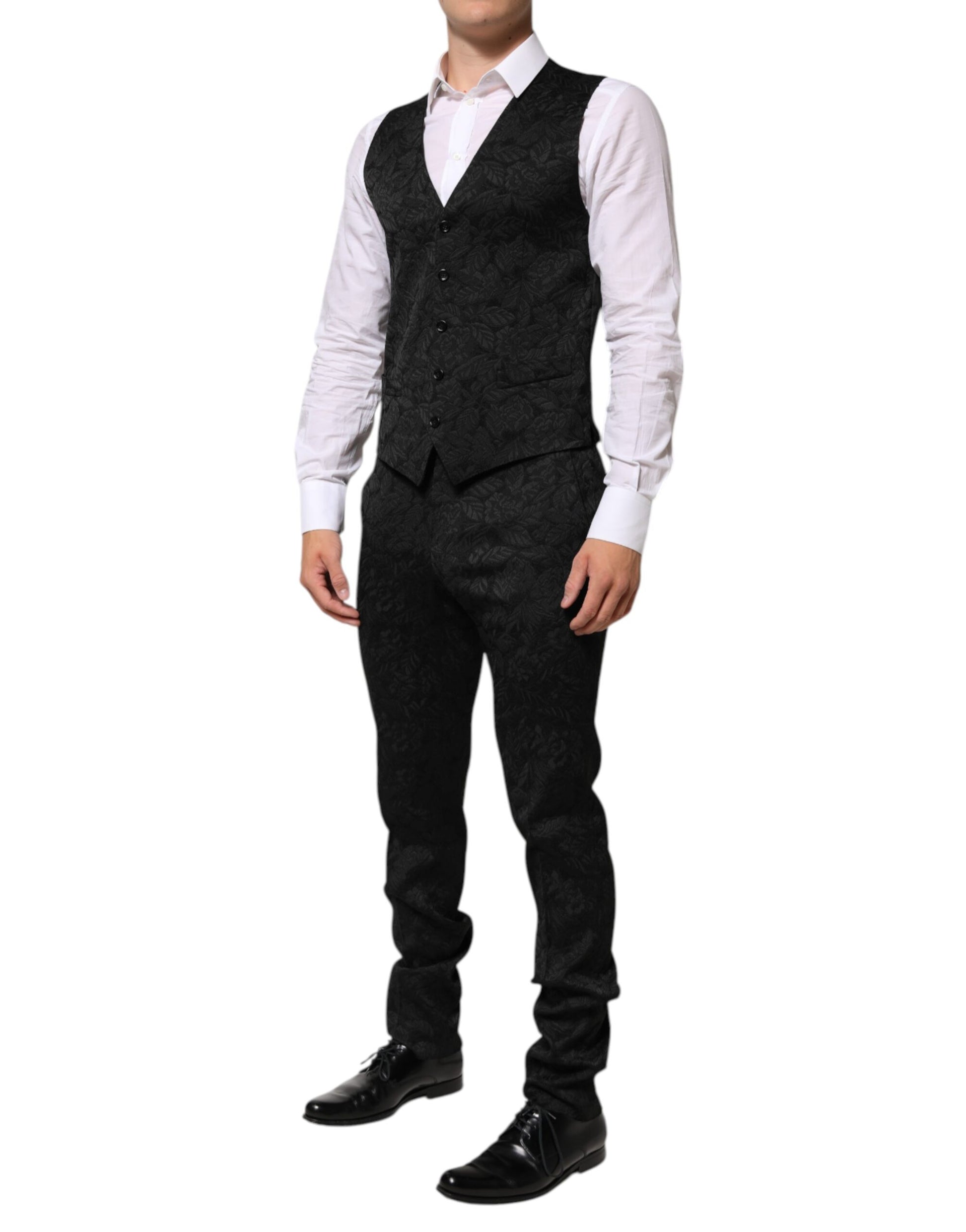 Costume 3 pièces MARTINI en brocart jacquard noir Dolce & Gabbana