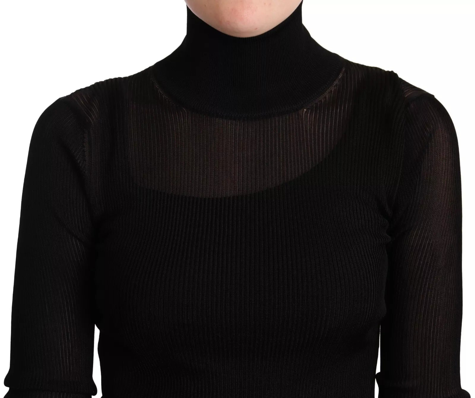 Pull Dolce & Gabbana moulant noir à col roulé
