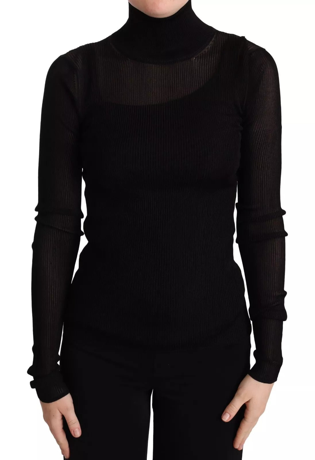 Pull Dolce & Gabbana moulant noir à col roulé