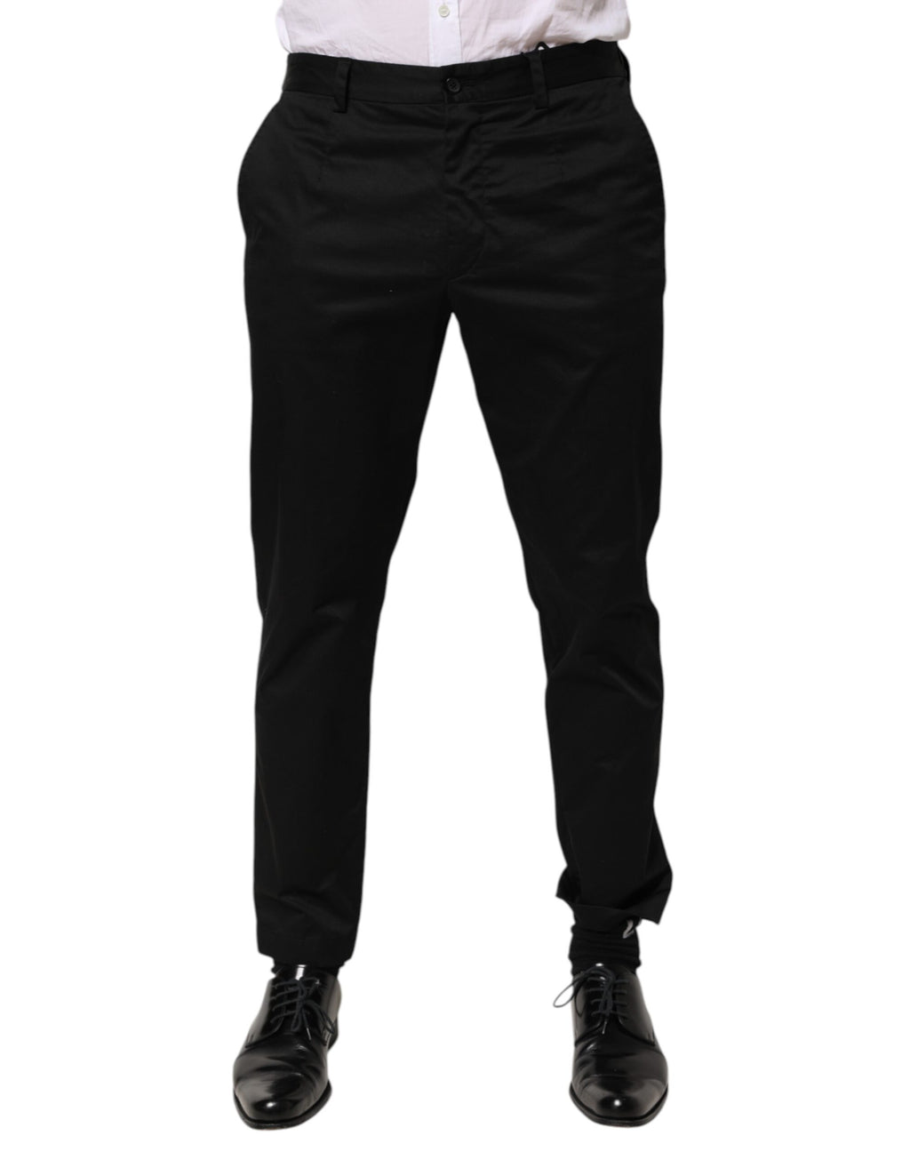 Pantalon de costume Dolce & Gabbana en coton noir fuselé pour homme