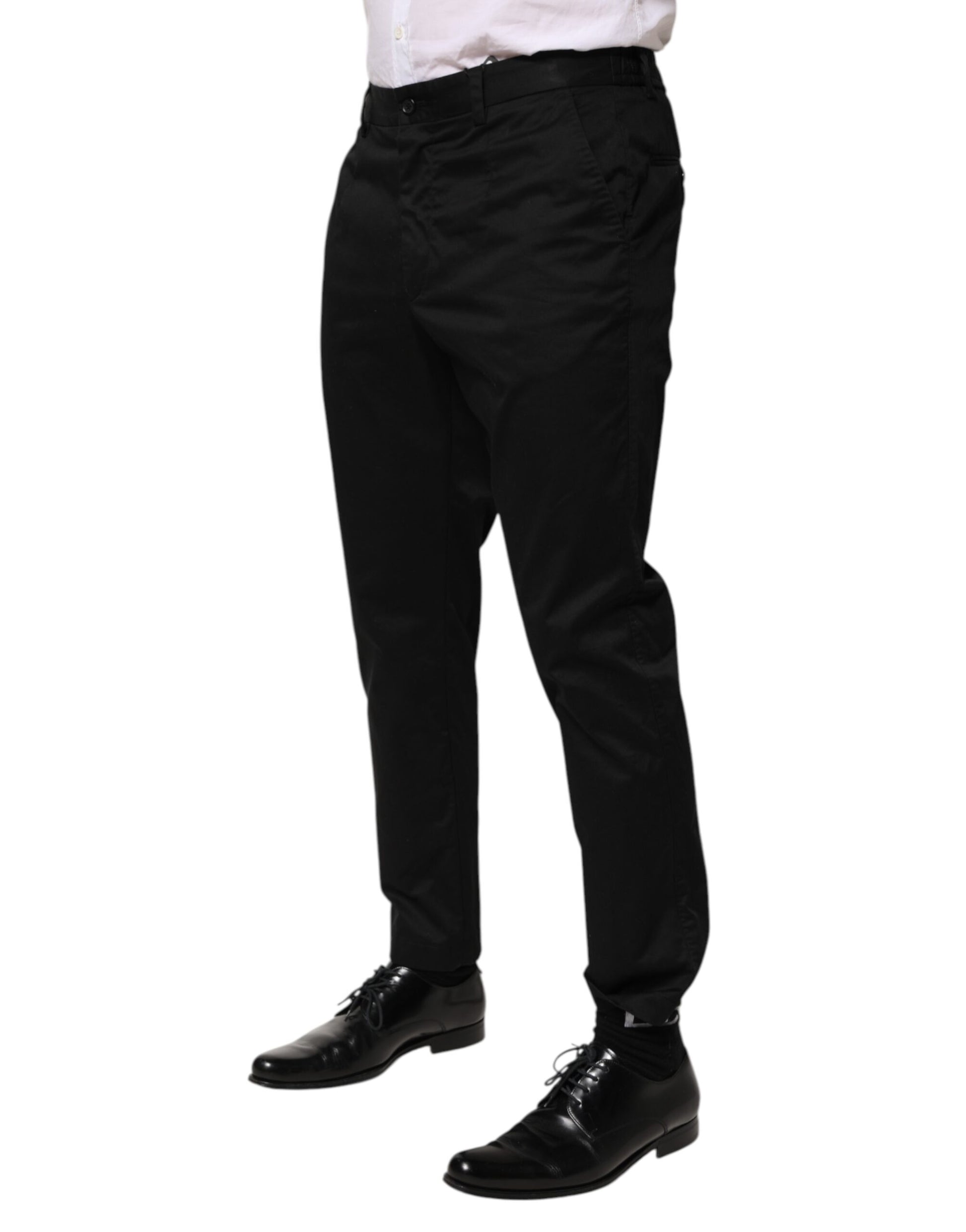 Pantalon de costume Dolce & Gabbana en coton noir fuselé pour homme