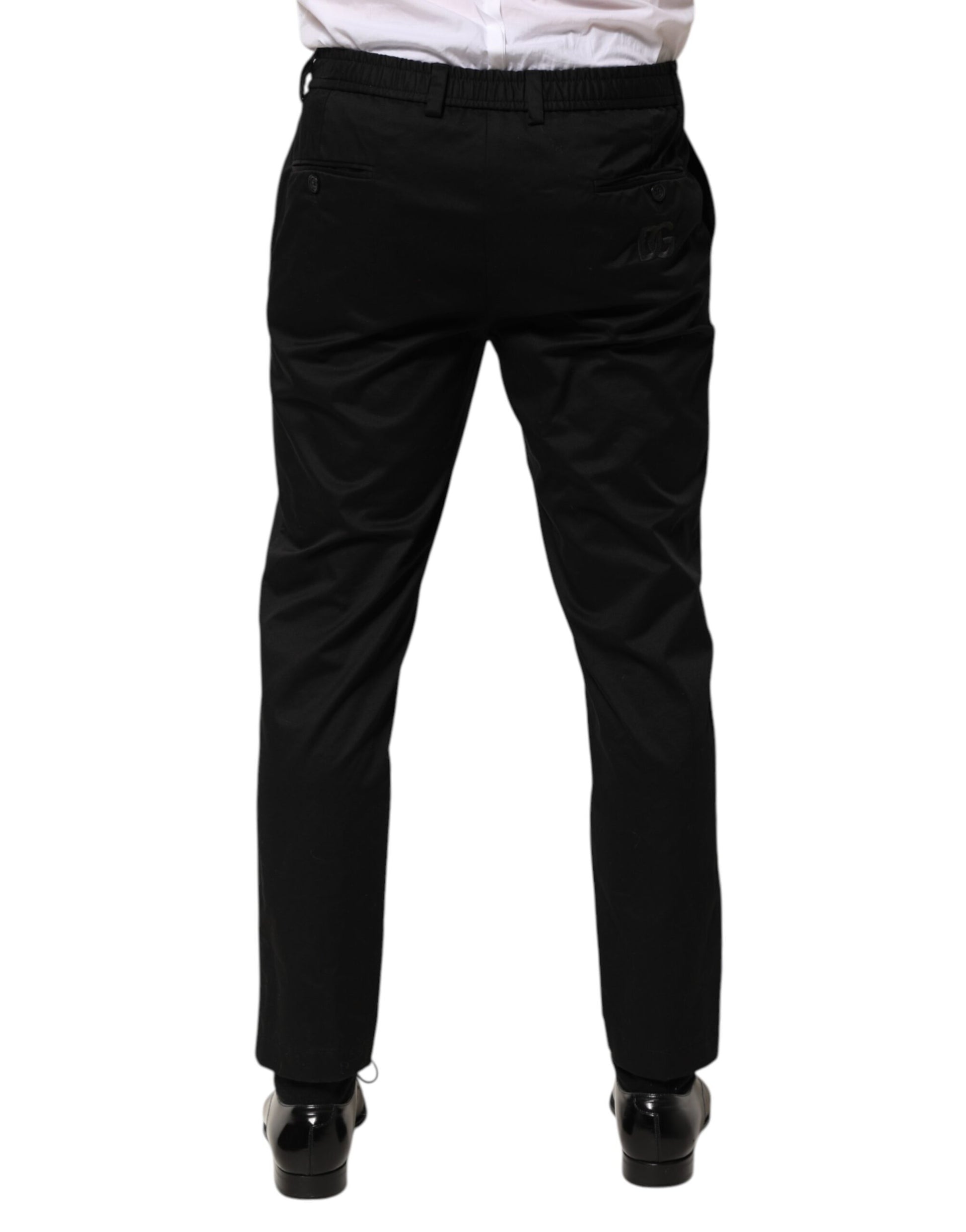 Pantalon de costume Dolce & Gabbana en coton noir fuselé pour homme