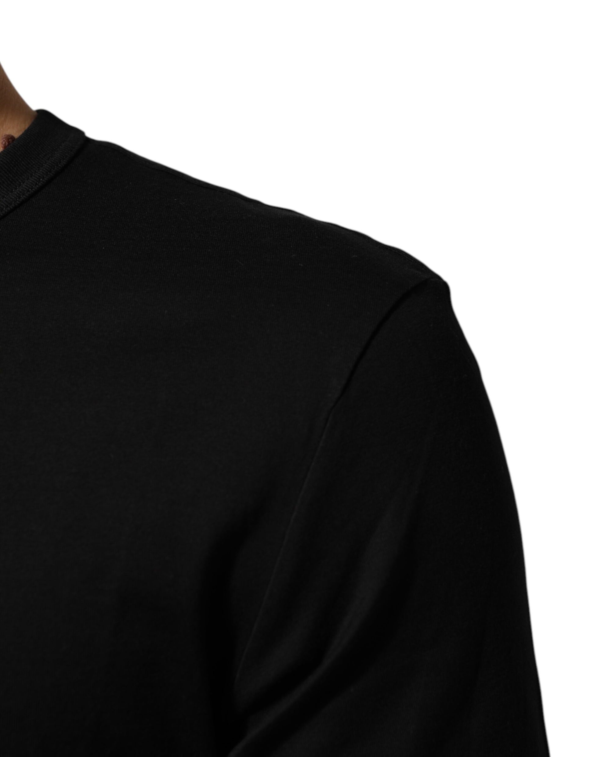 T-shirt Dolce & Gabbana en velours de coton noir imprimé logo pour homme