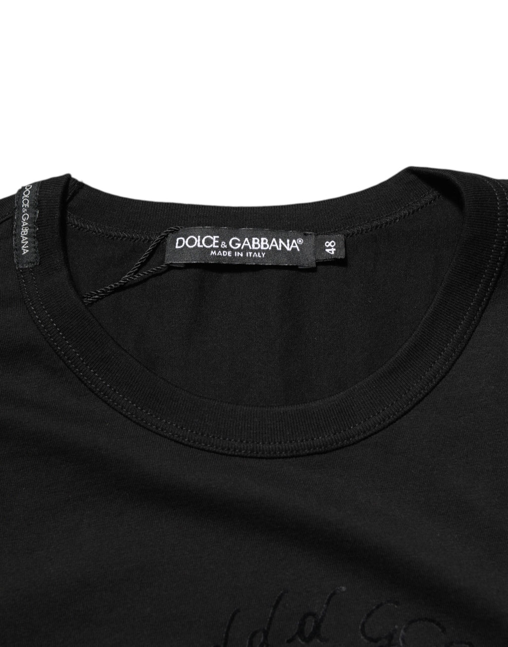 T-shirt Dolce & Gabbana en velours de coton noir imprimé logo pour homme