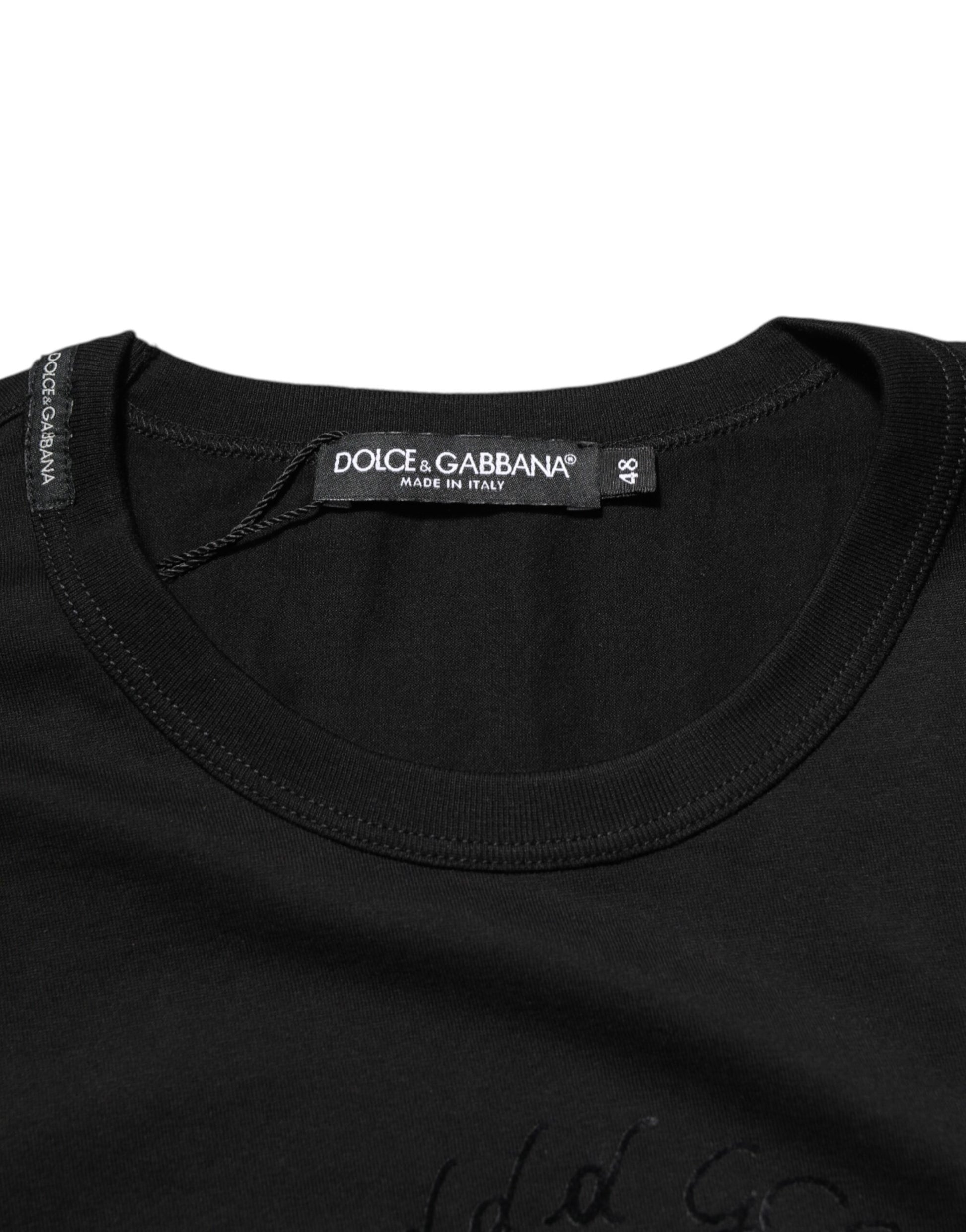T-shirt Dolce & Gabbana en velours de coton noir imprimé logo pour homme