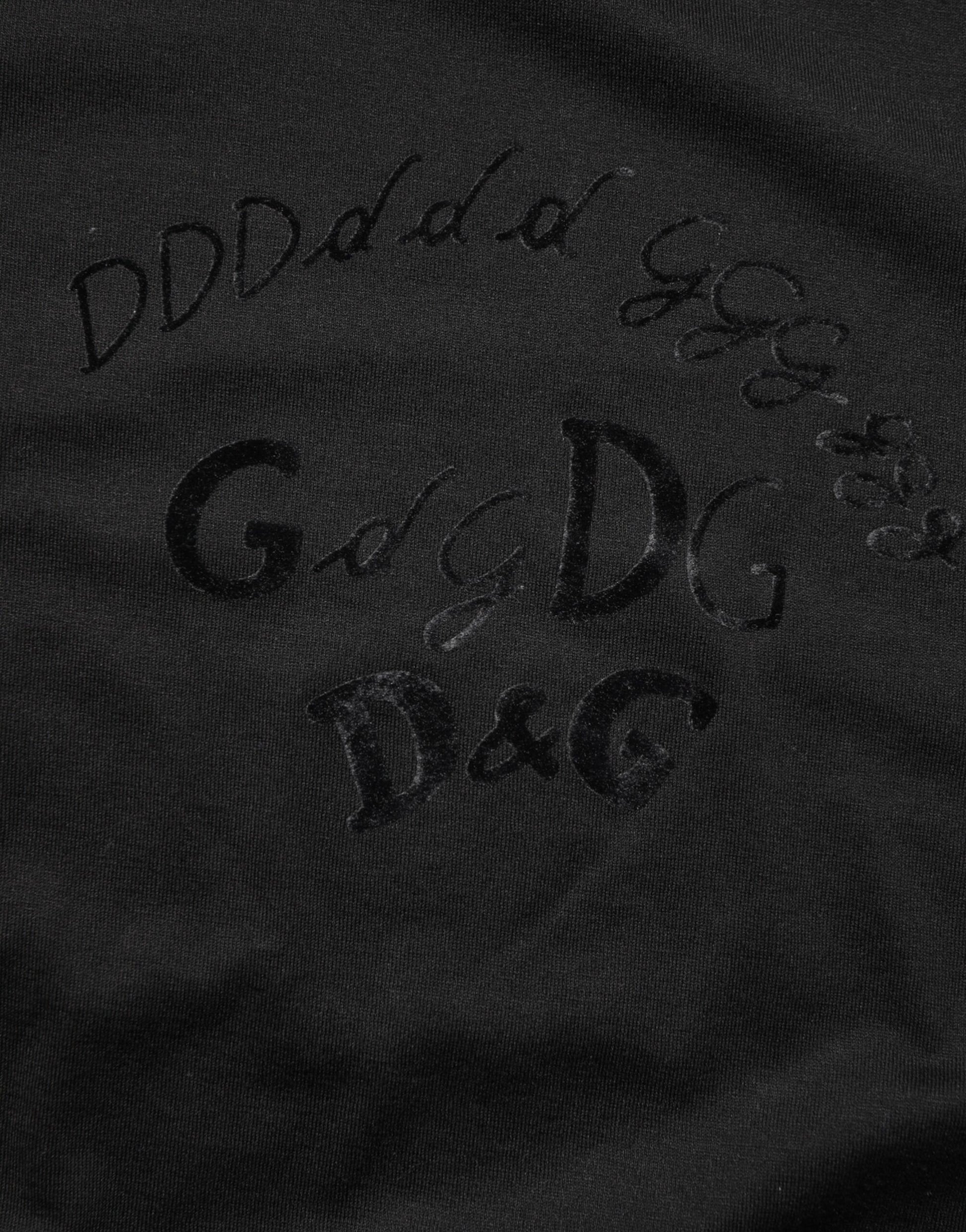 T-shirt Dolce & Gabbana en velours de coton noir imprimé logo pour homme