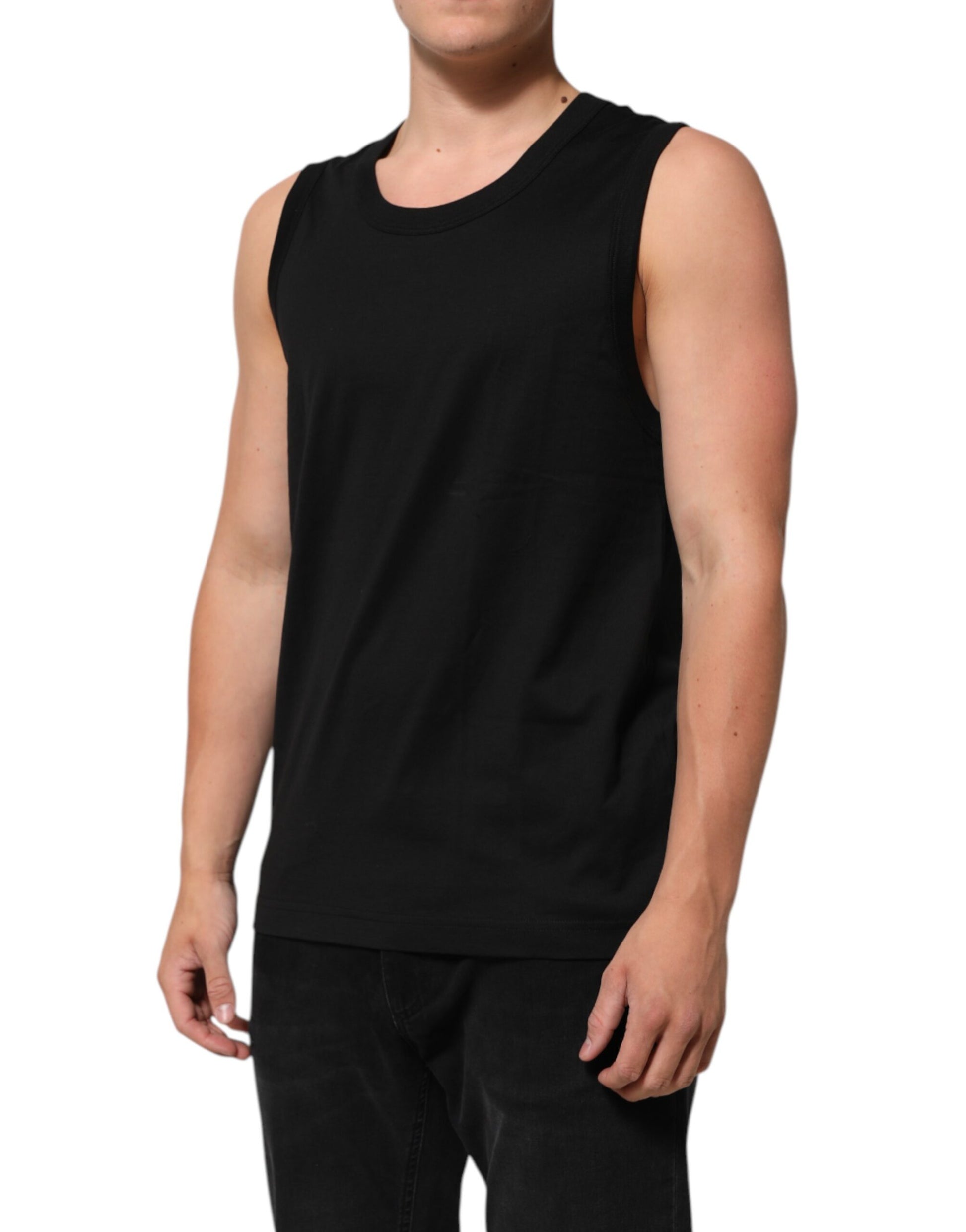 Débardeur sans manches pour homme en coton noir Dolce & Gabbana