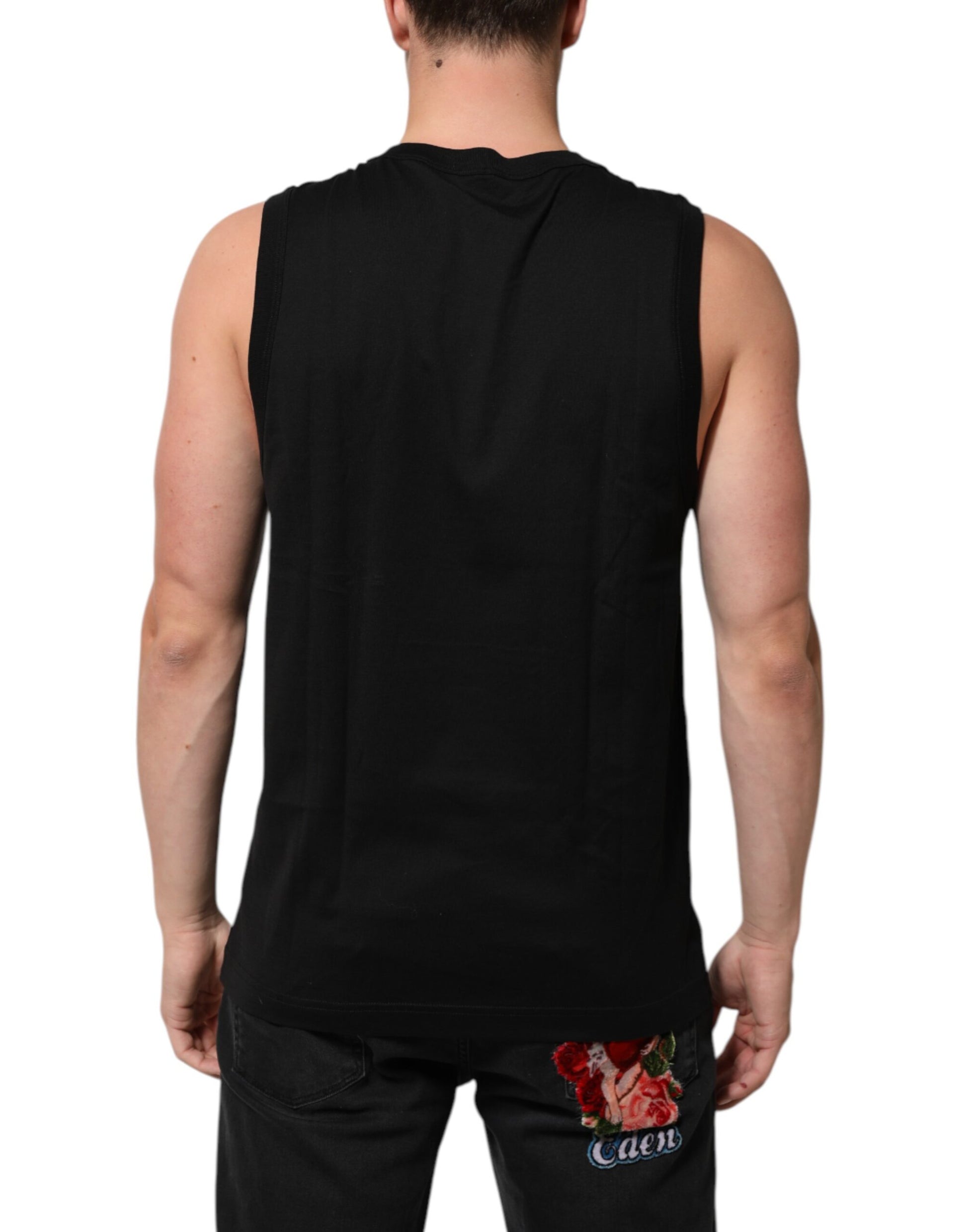 Débardeur sans manches pour homme en coton noir Dolce & Gabbana