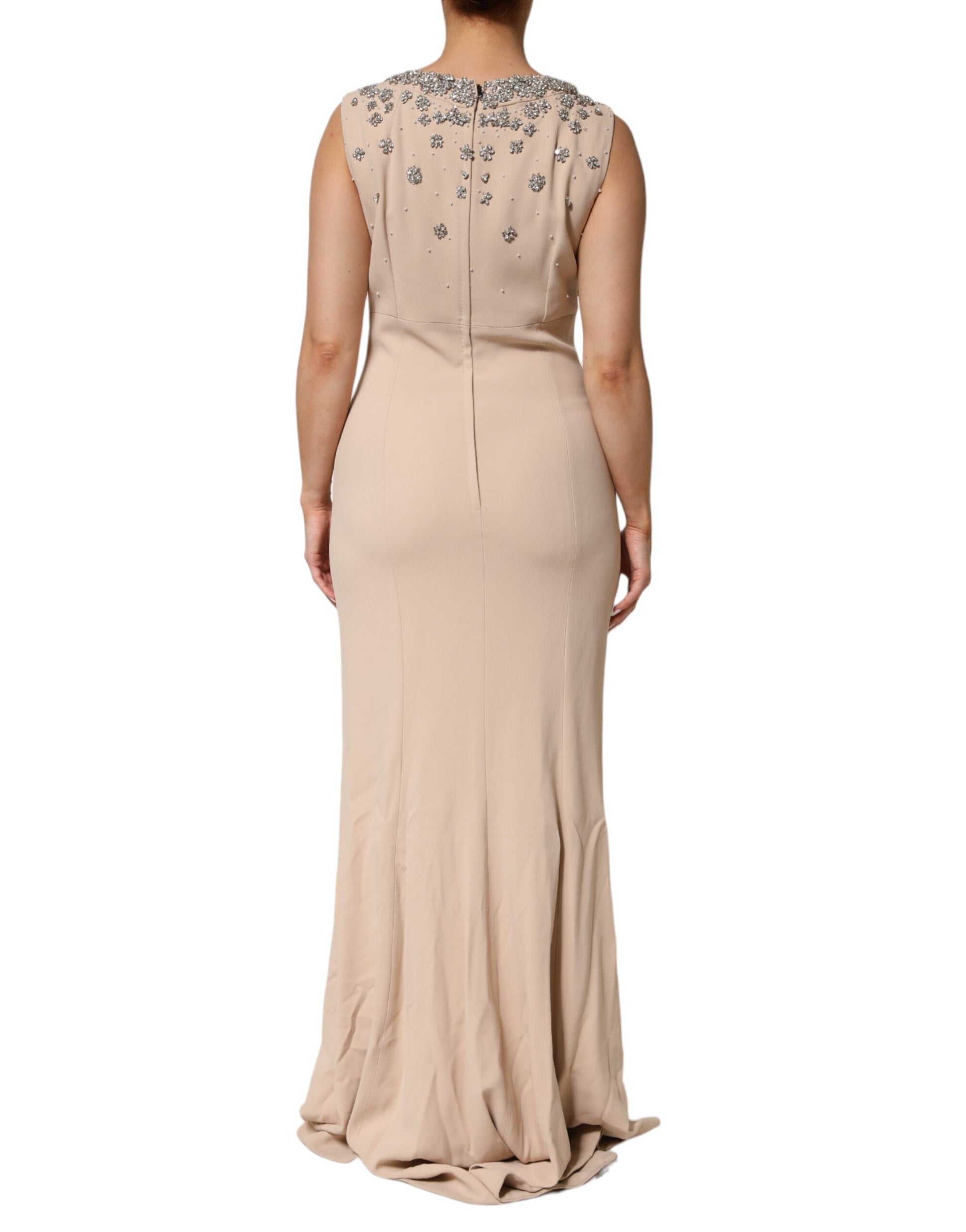 Robe Dolce & Gabbana nude écrue perlée et ornée de cristaux