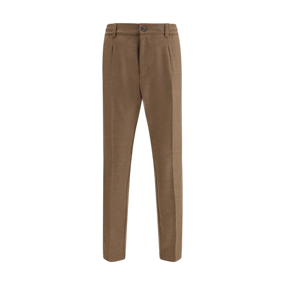 Cruna Brown Fleece Wool Casual Pants