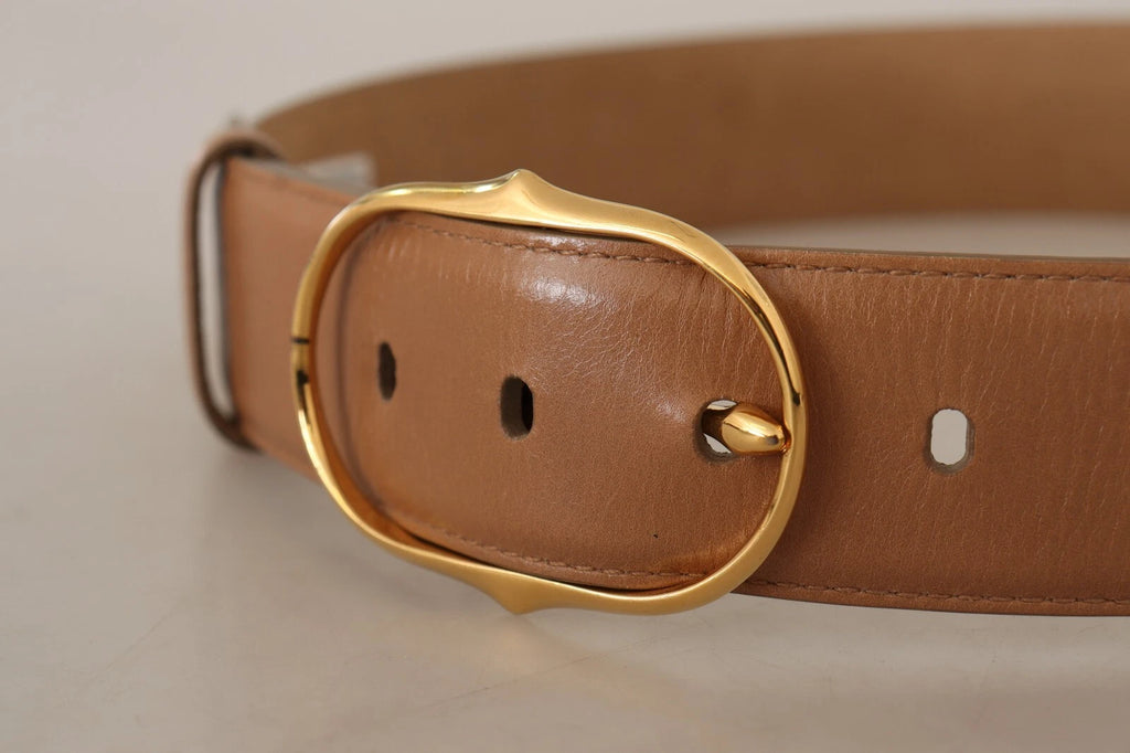 Ceinture Costume National en cuir marron avec boucle ovale en métal doré