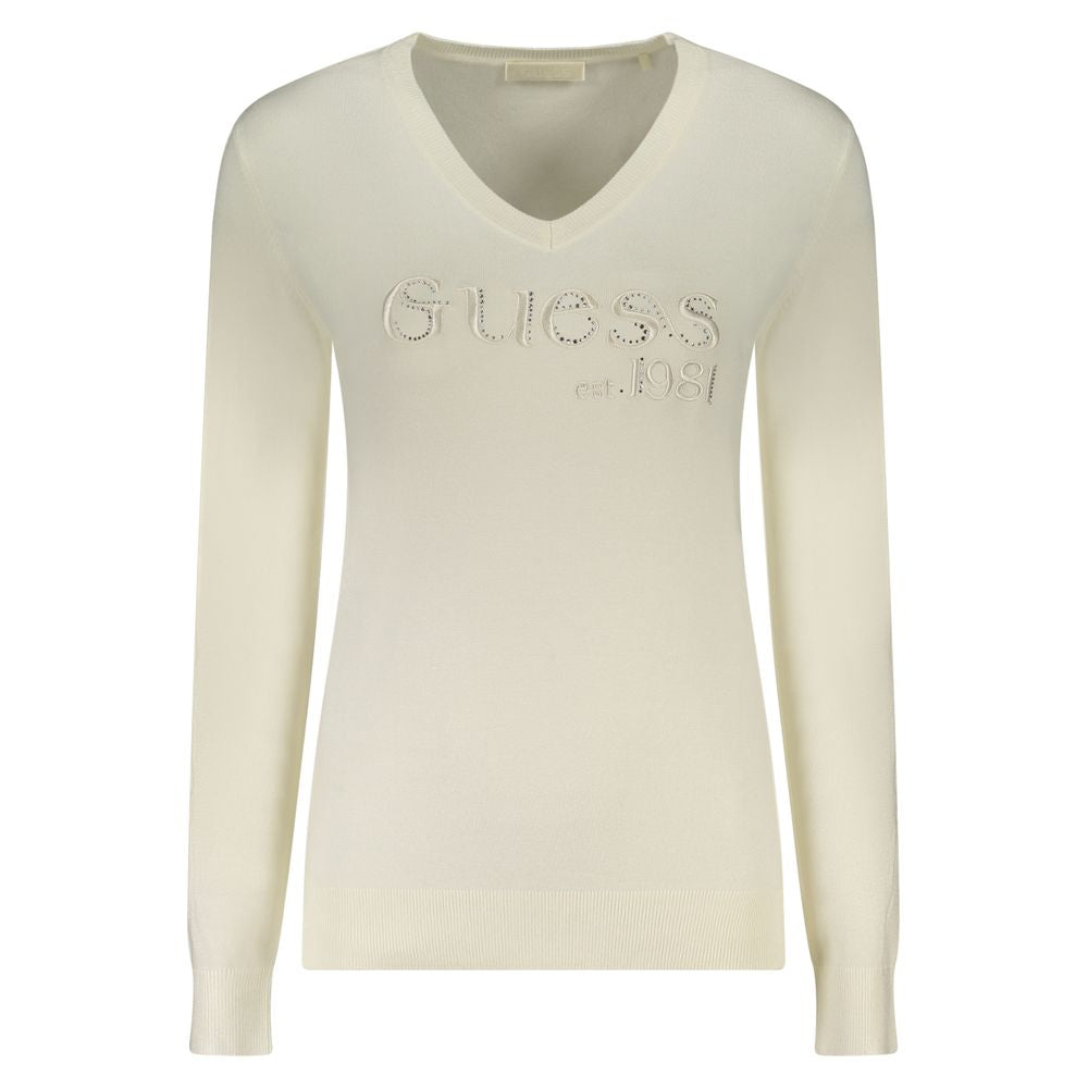 T-Shirt Manches Longues Femme Guess Jeans Bianco Viscose