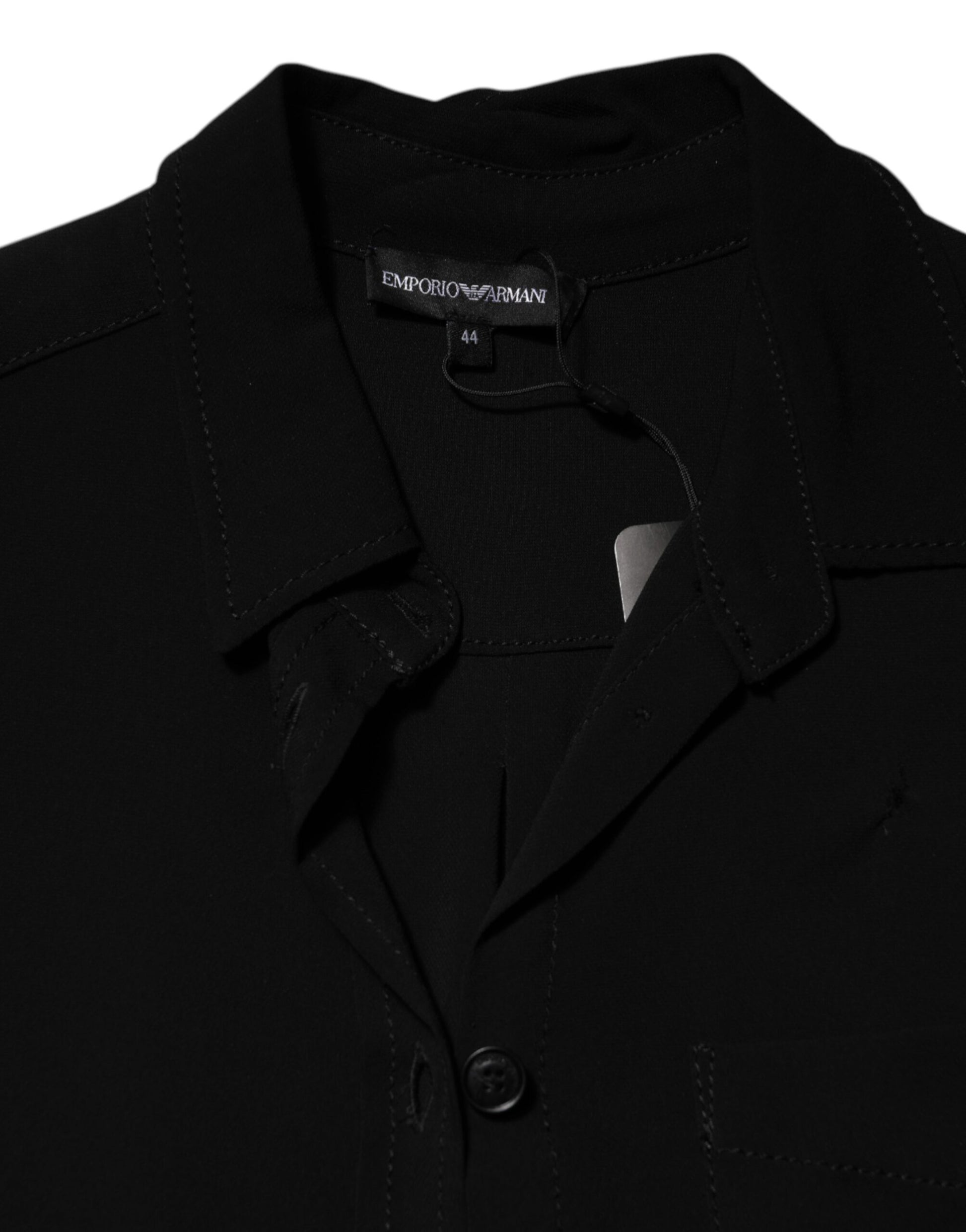 Robe Emporio Armani Noire en Mélange de Viscose Ceinturée Façon Chemise