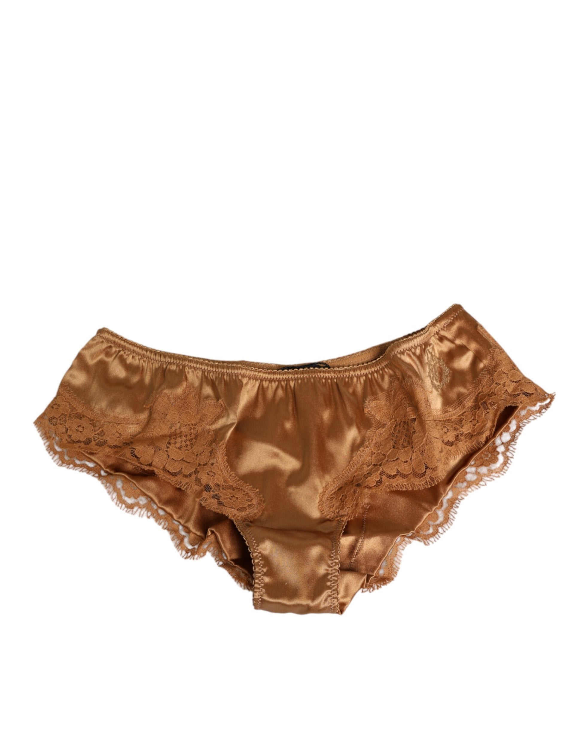 Dolce & Gabbana Culotte Nuisette en Soie et Dentelle Marron