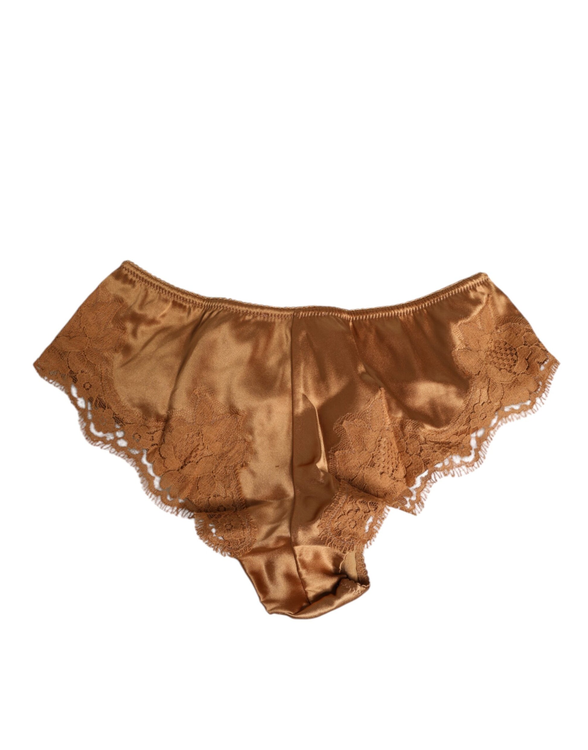 Dolce & Gabbana Culotte Nuisette en Soie et Dentelle Marron