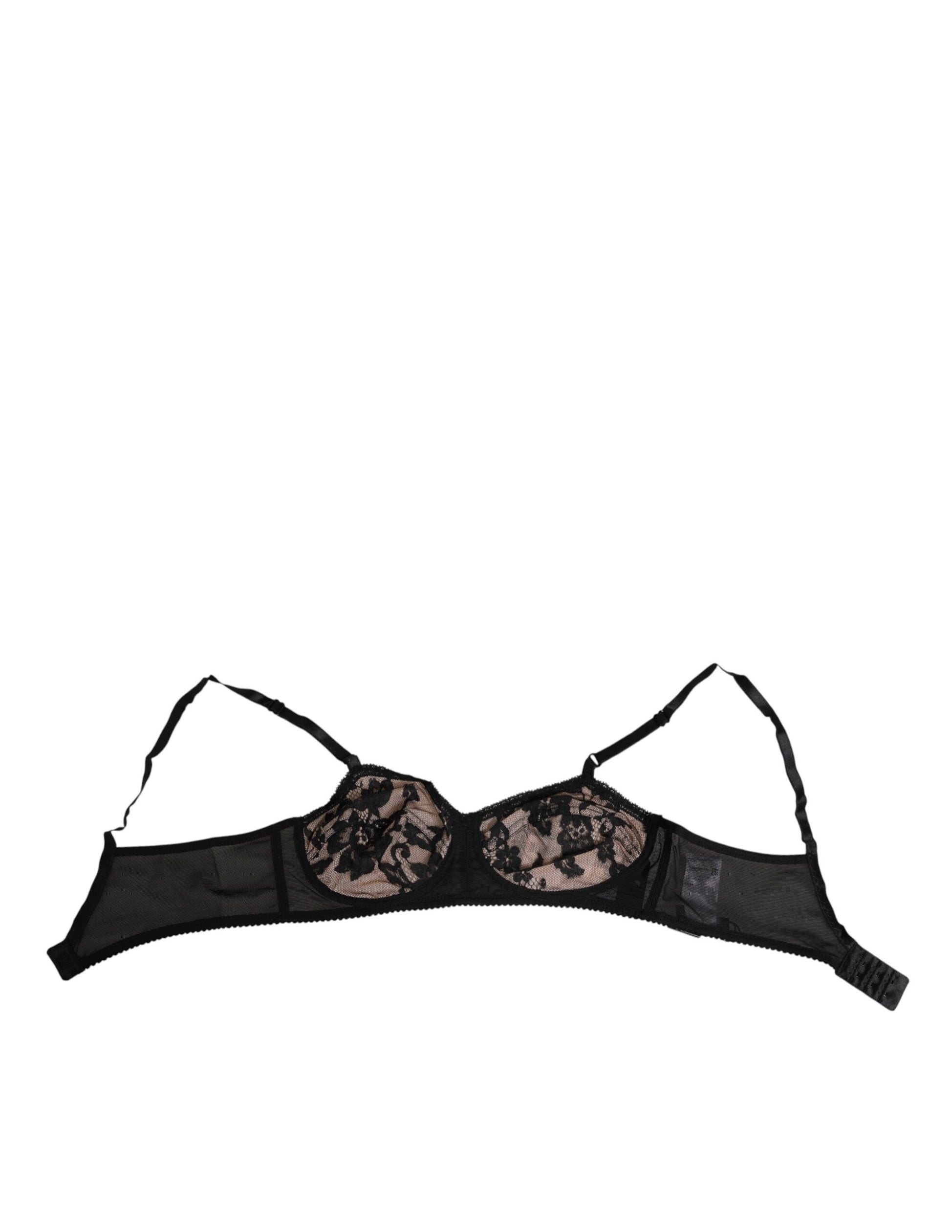 Soutien-gorge transparent en dentelle florale noire Dolce & Gabbana