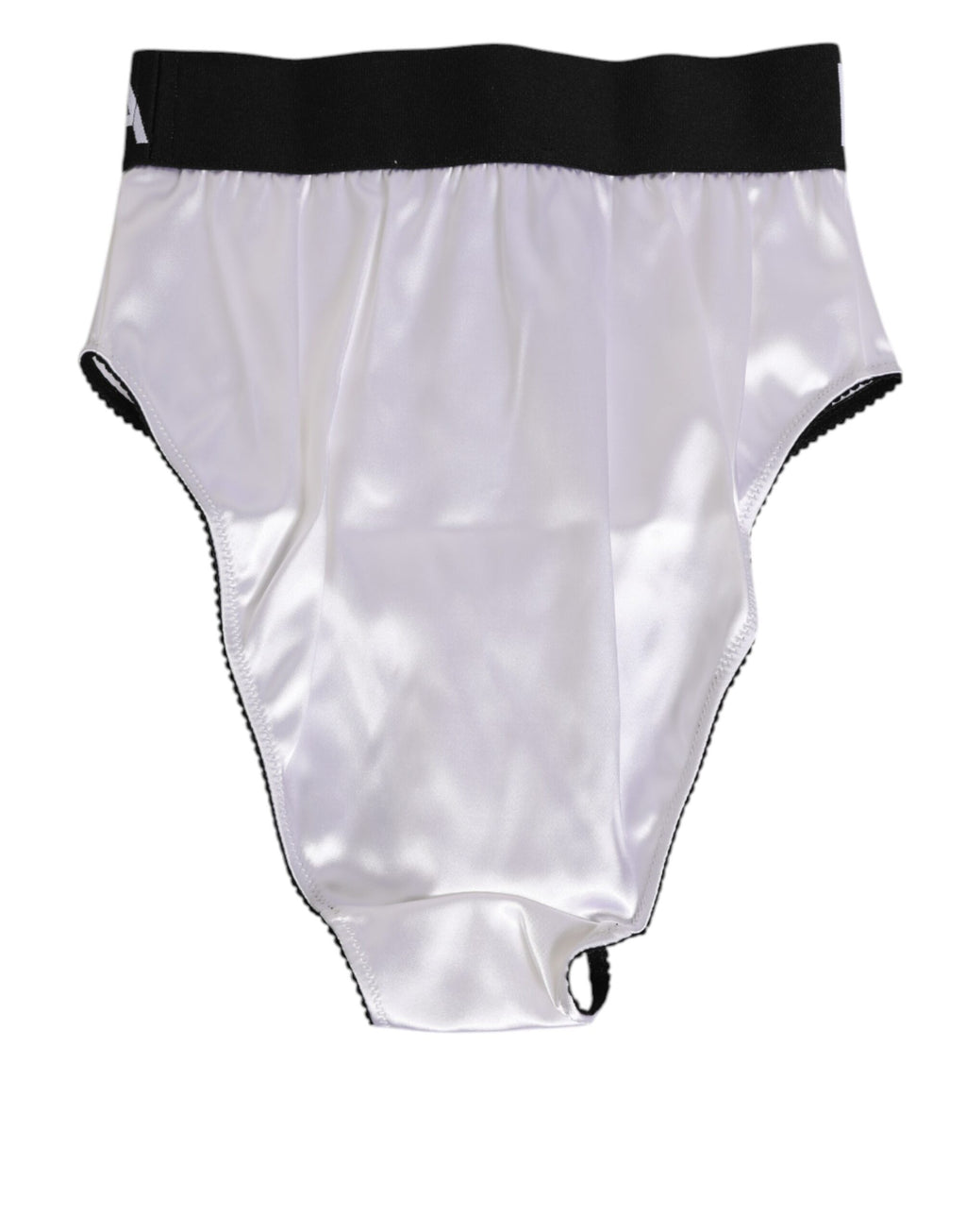 Sous-vêtements femme Dolce & Gabbana blancs en satin taille haute avec logo noir