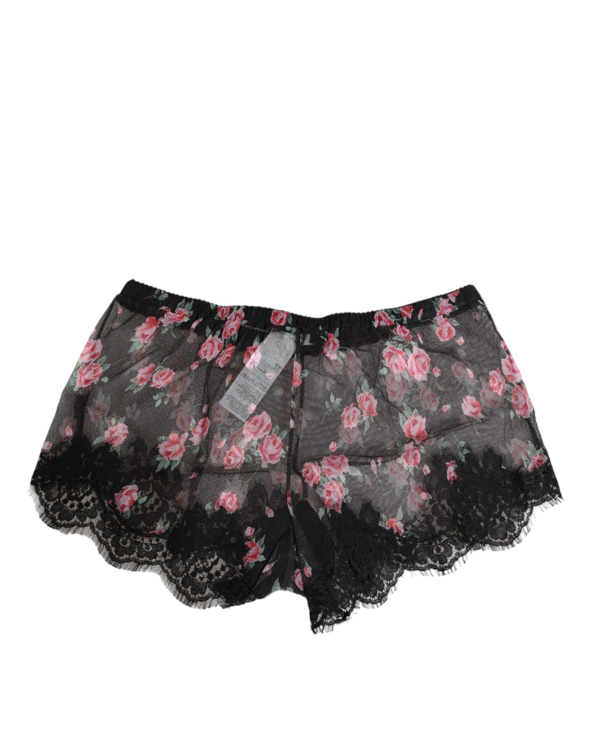 Dolce & Gabbana Lingerie Dentelle Maille Florale Rose Noire