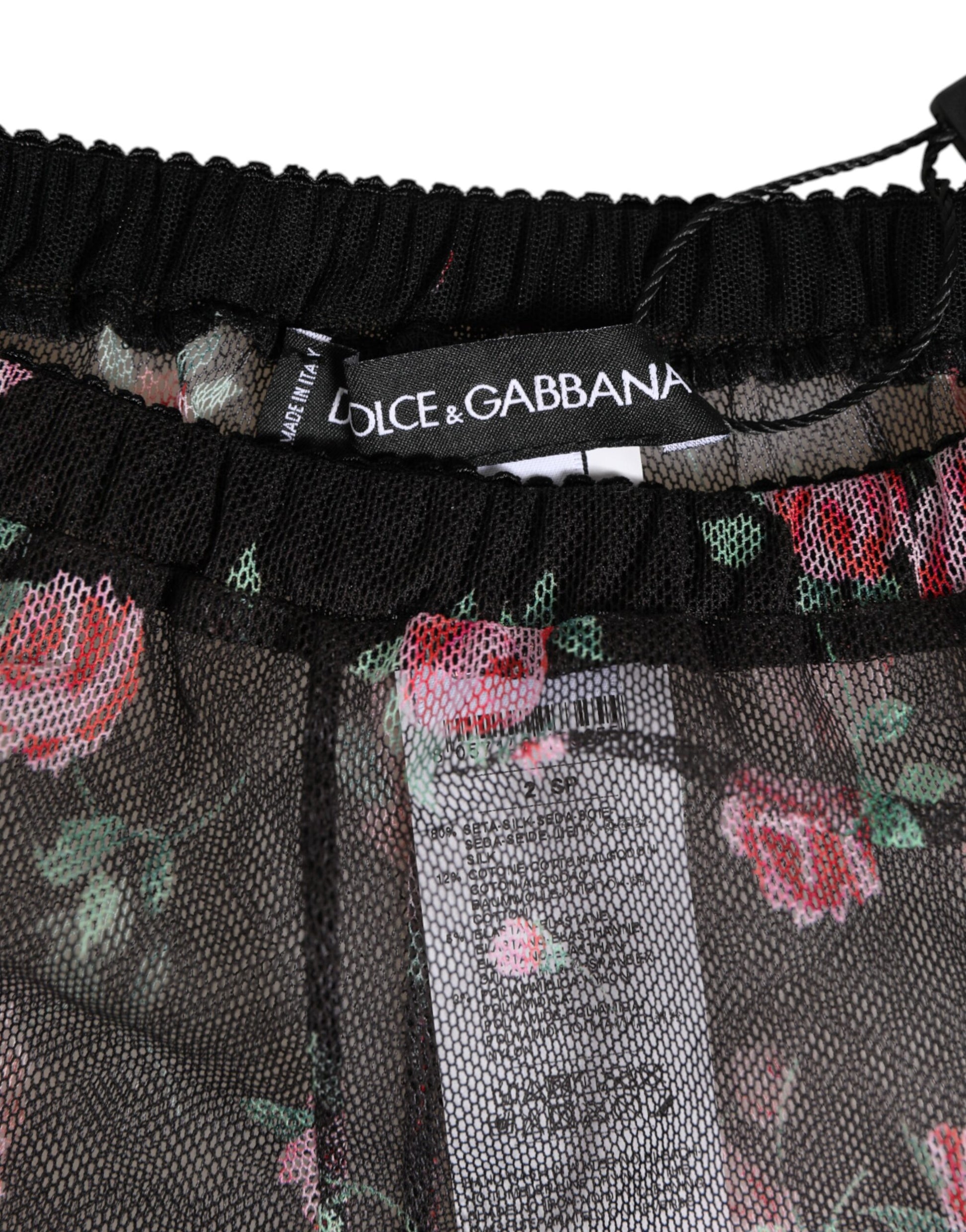 Dolce & Gabbana Lingerie Dentelle Maille Florale Rose Noire