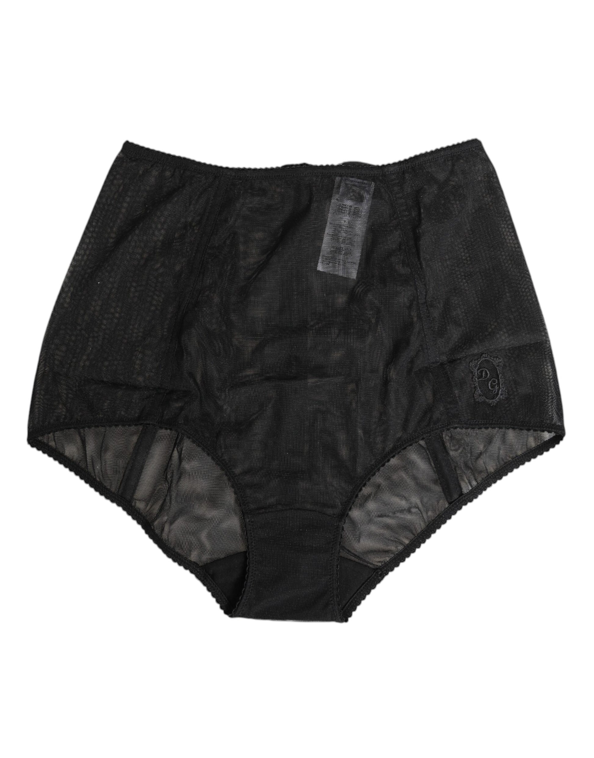 Sous-vêtements gainants Dolce & Gabbana noirs taille haute en maille transparente