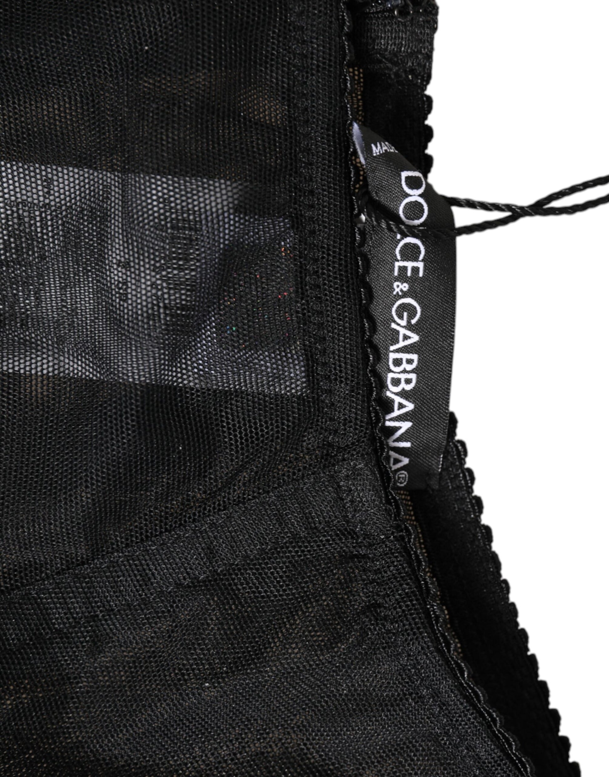Sous-vêtements gainants Dolce & Gabbana noirs taille haute en maille transparente