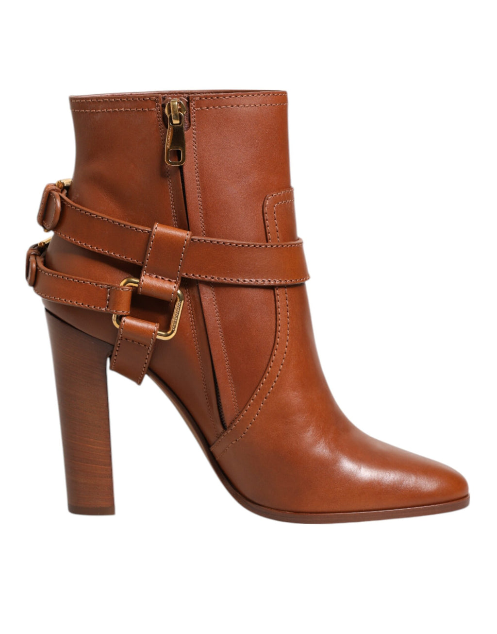 Chaussures Bottines Dolce & Gabbana en Cuir Marron avec Boucle Logo DG