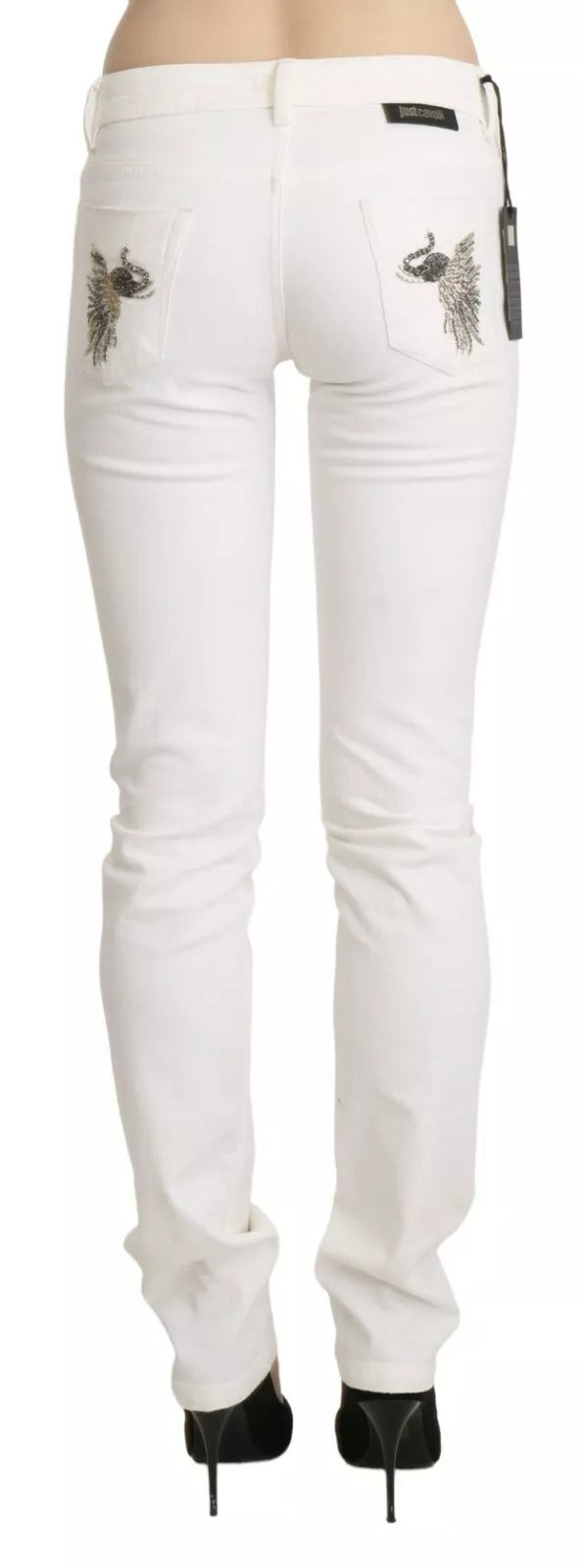 Jean Slim Fit Taille Moyenne en Coton Blanc Just Cavalli