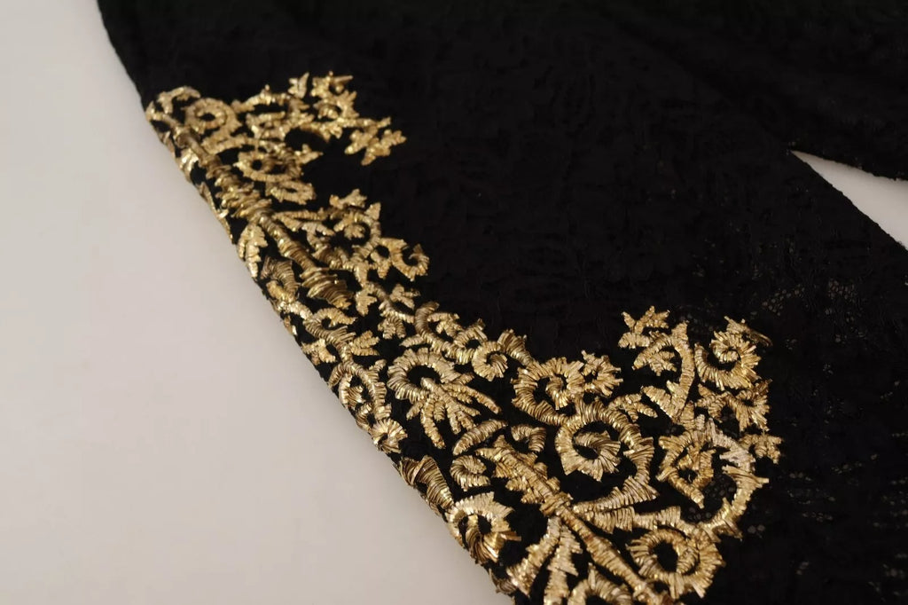 Short Dolce & Gabbana en dentelle noire baroque dorée PIÈCE SPÉCIALE