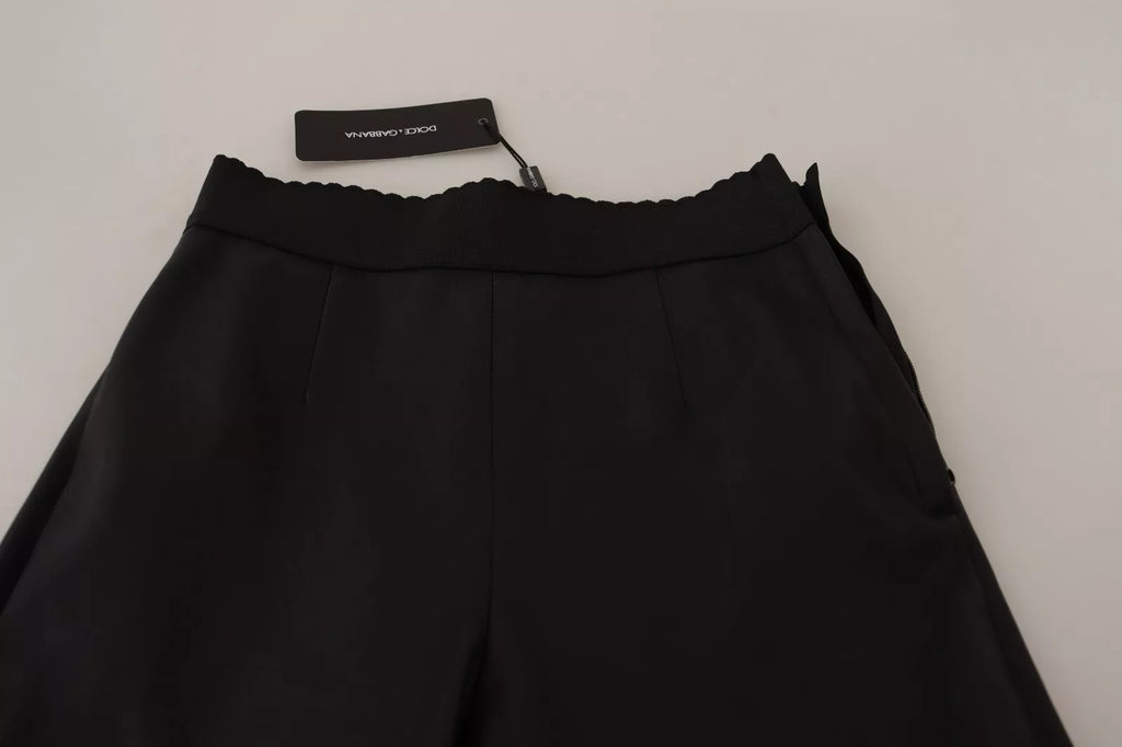 Pantalon Dolce & Gabbana en cuir noir à taille élastique